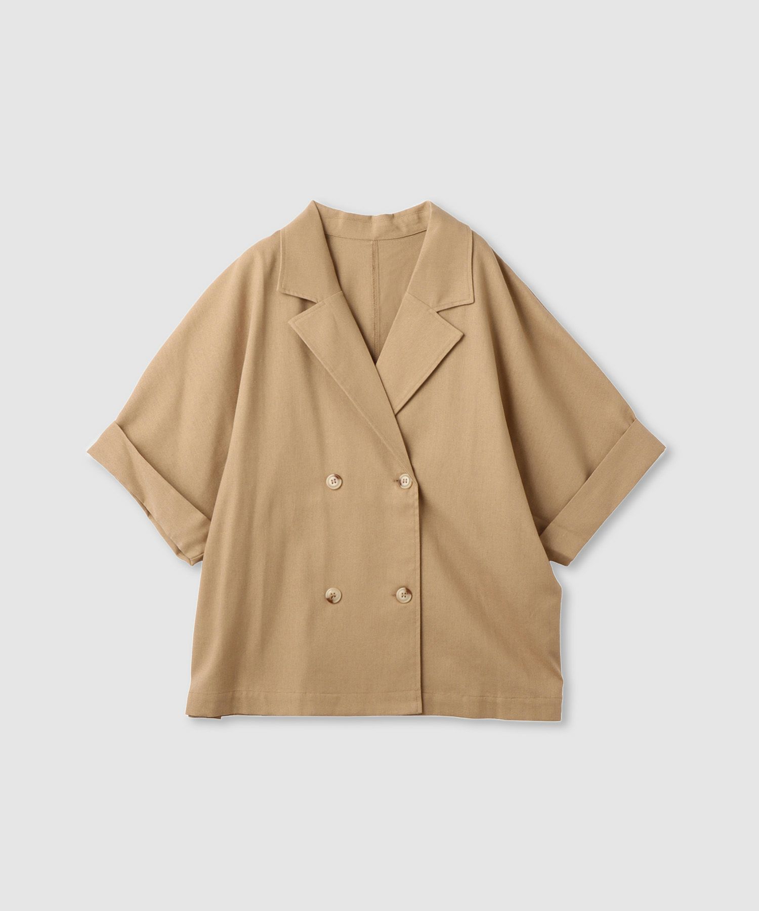 Idnes レーヨン麻混ハーフスリーブジャケット レディース商品画像-1