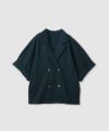  Idnes レーヨン麻混ハーフスリーブジャケット レディース
