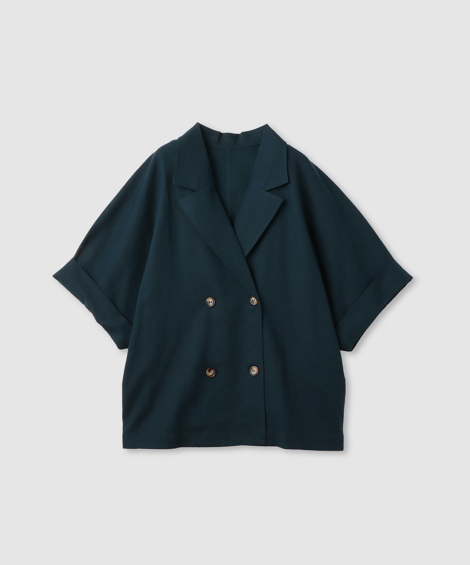  Idnes レーヨン麻混ハーフスリーブジャケット レディース