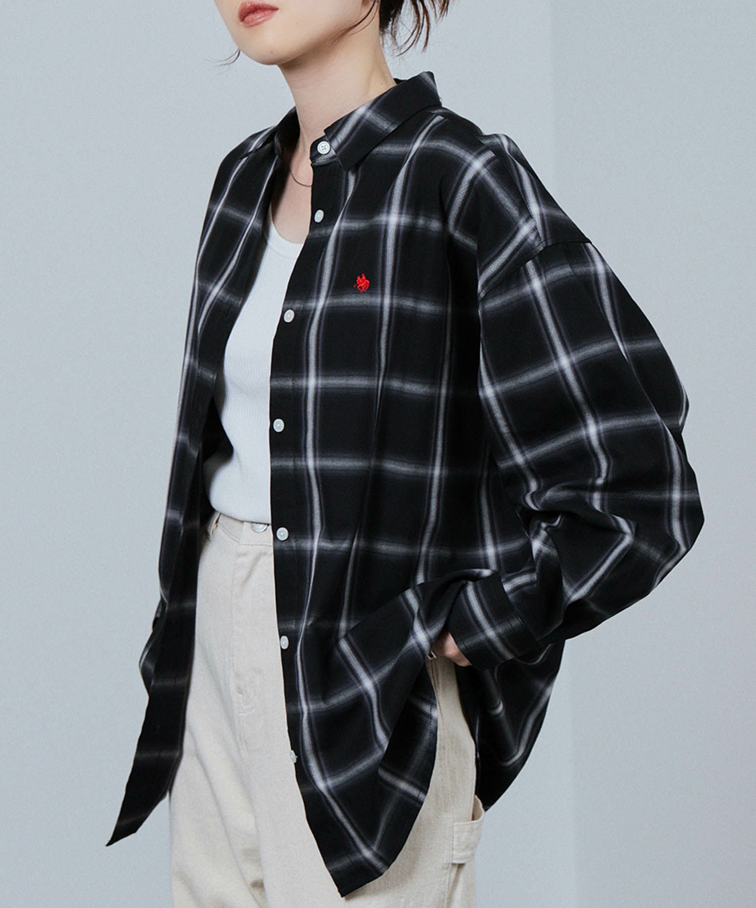 POLO BCS  ワンポイント刺繍オーバーシャツ レディース商品画像-3