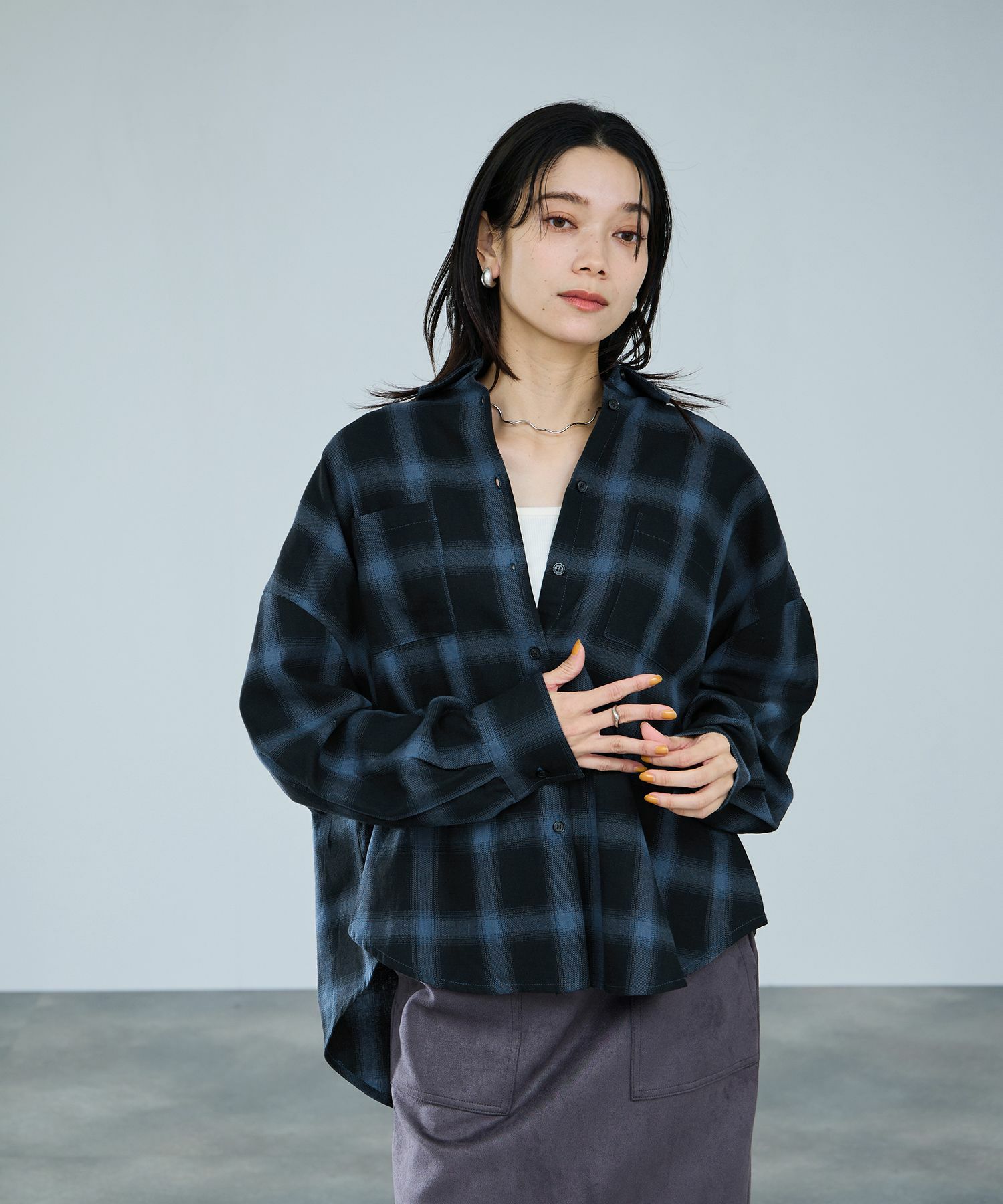 milli de l'air オンブレーチェックシャツ レディース商品画像-1