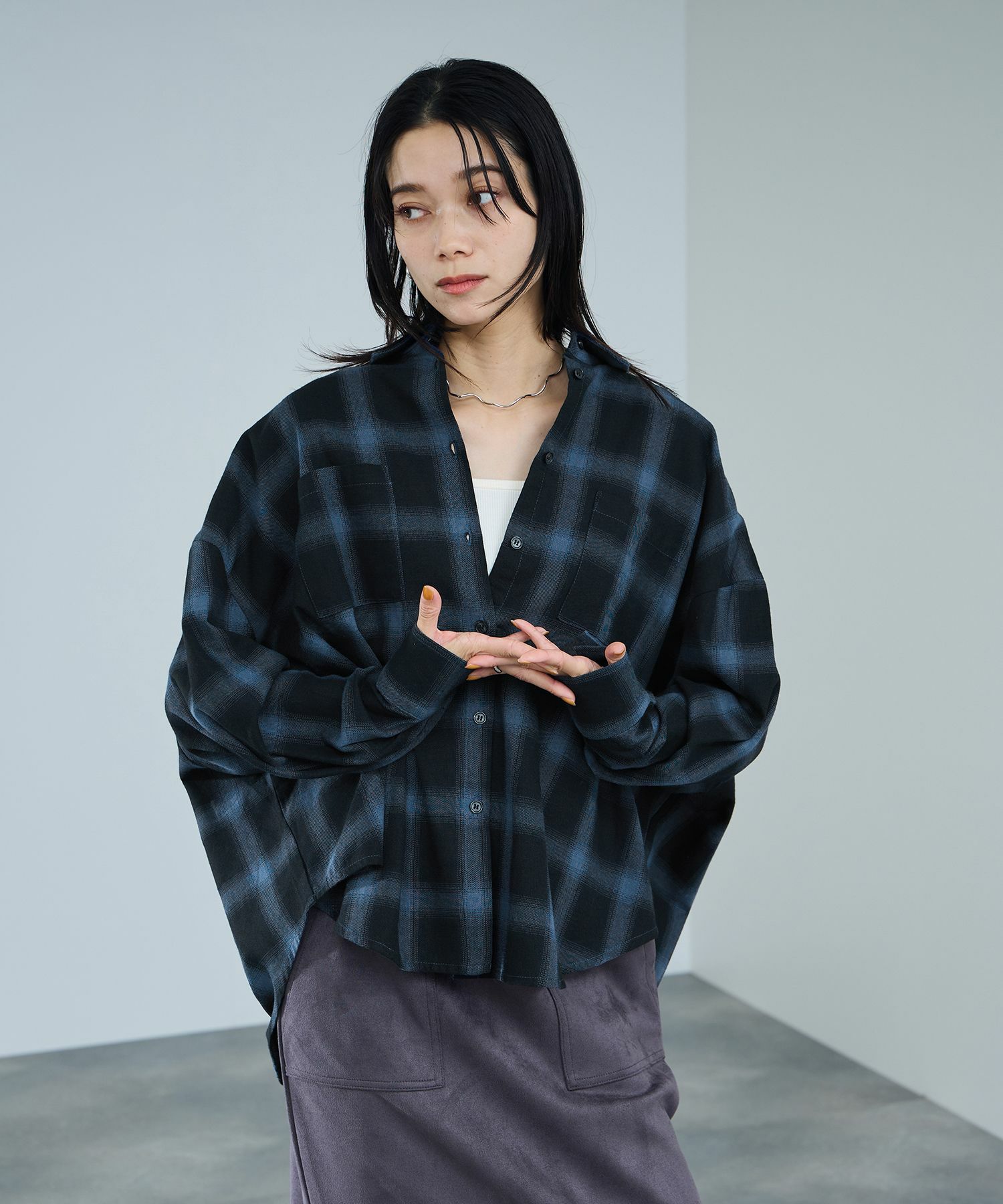 milli de l'air オンブレーチェックシャツ レディース商品画像-4