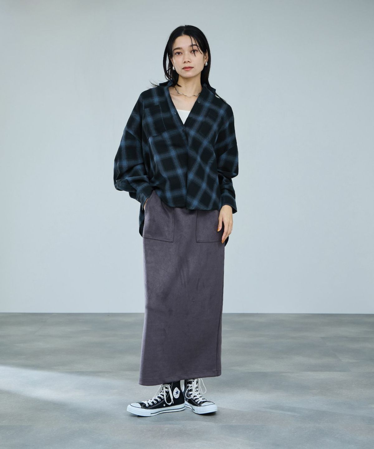 milli de l'air オンブレーチェックシャツ レディース