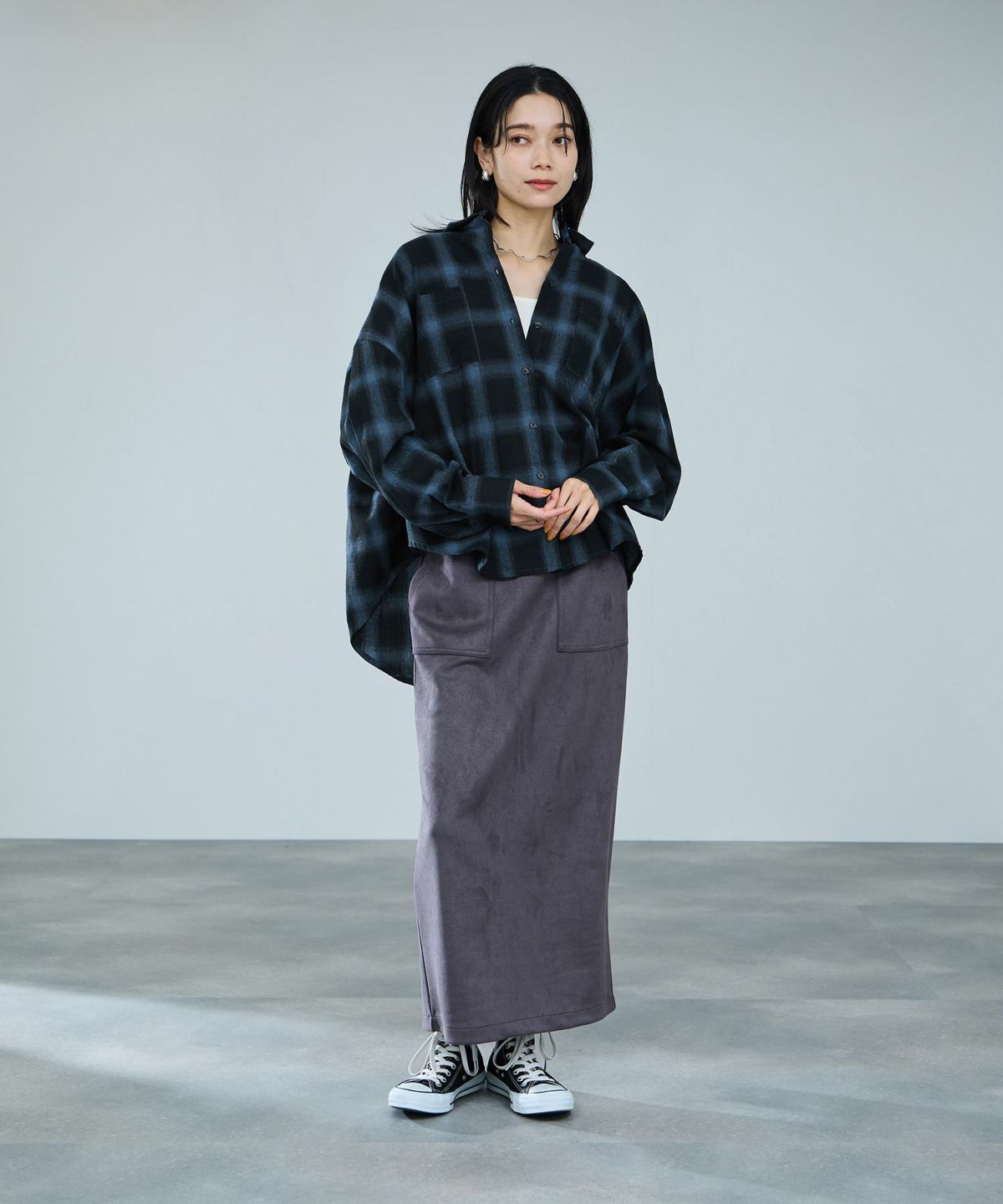 milli de l'air オンブレーチェックシャツ レディース