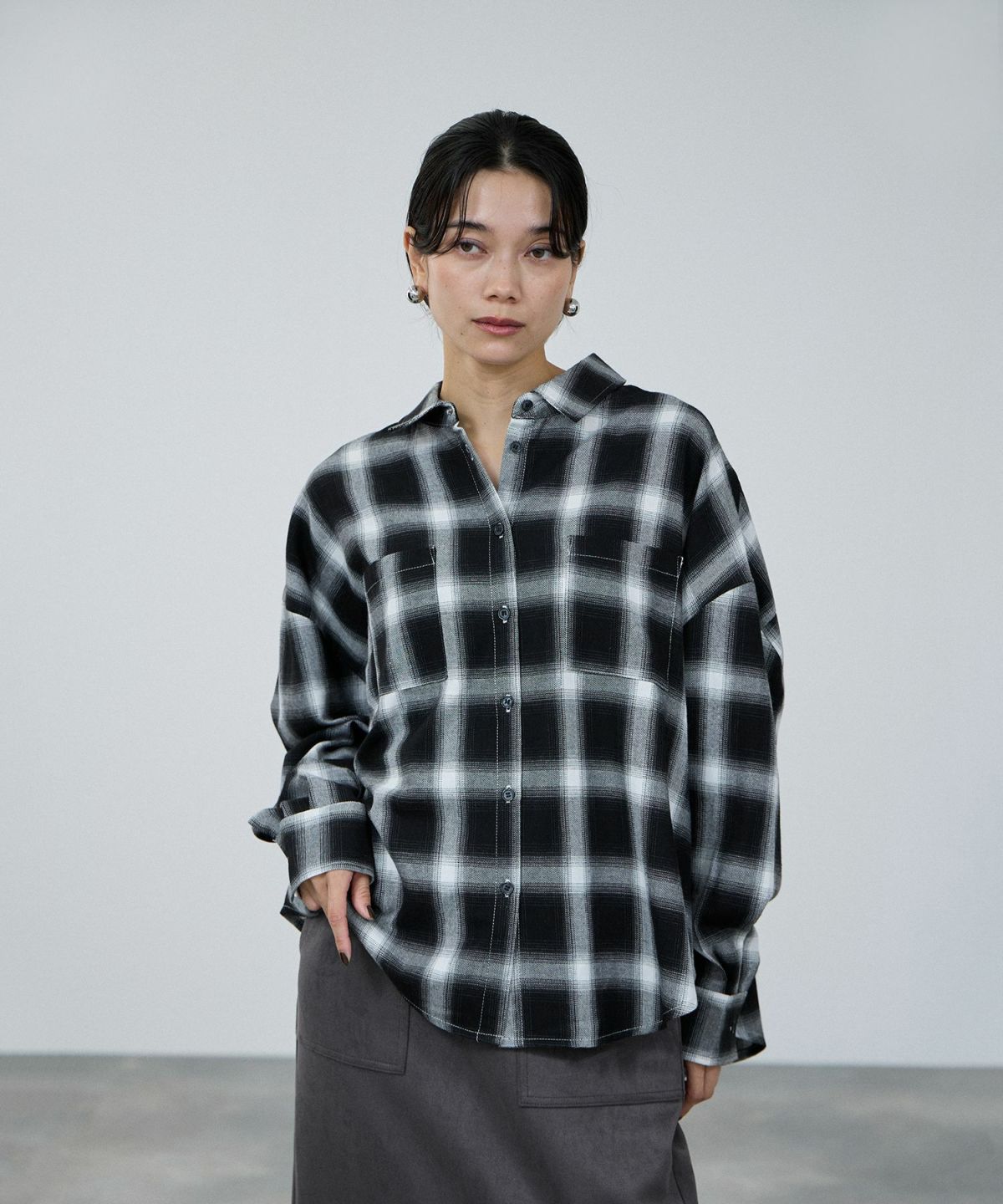 milli de l'air オンブレーチェックシャツ レディース