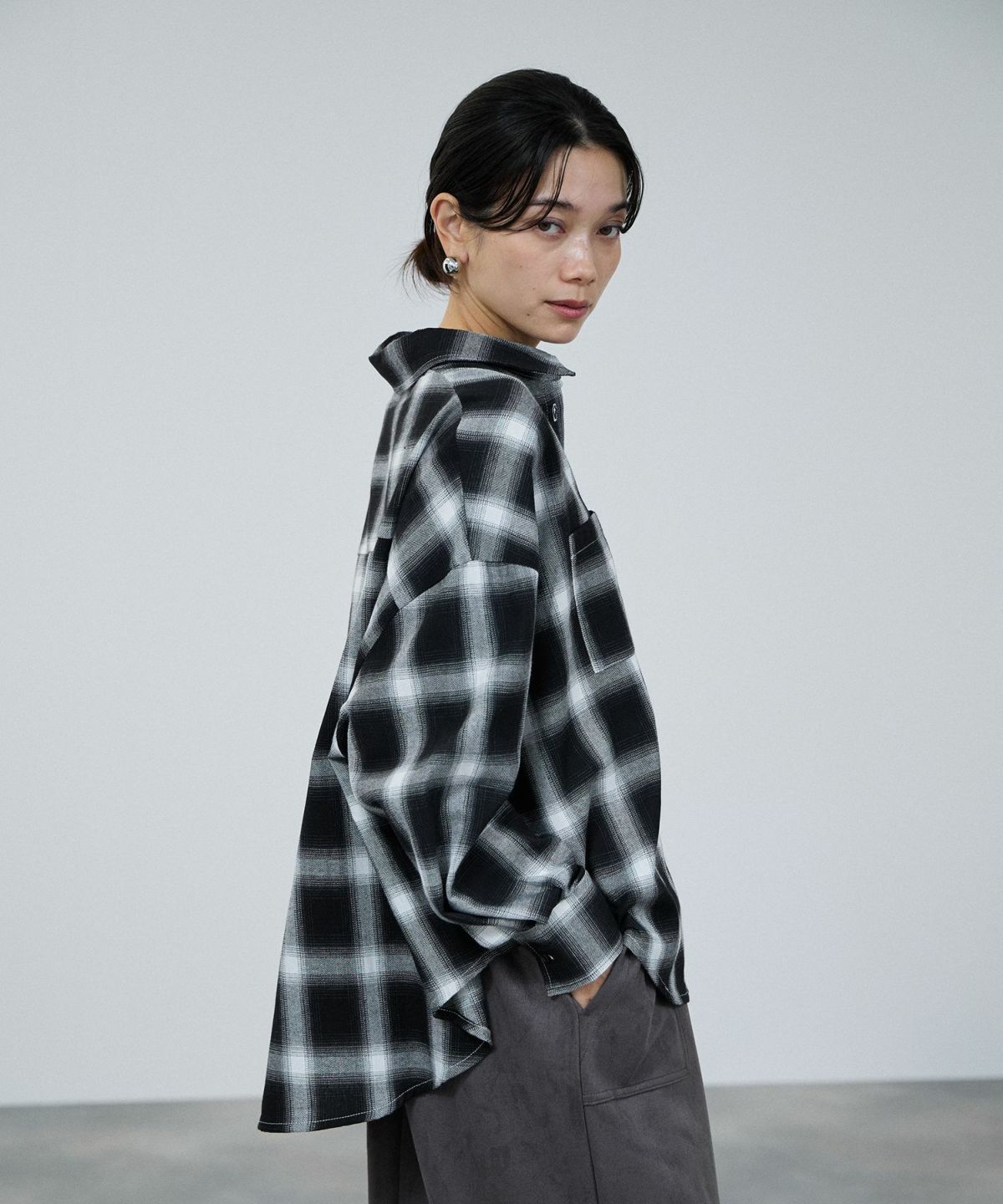 milli de l'air オンブレーチェックシャツ レディース