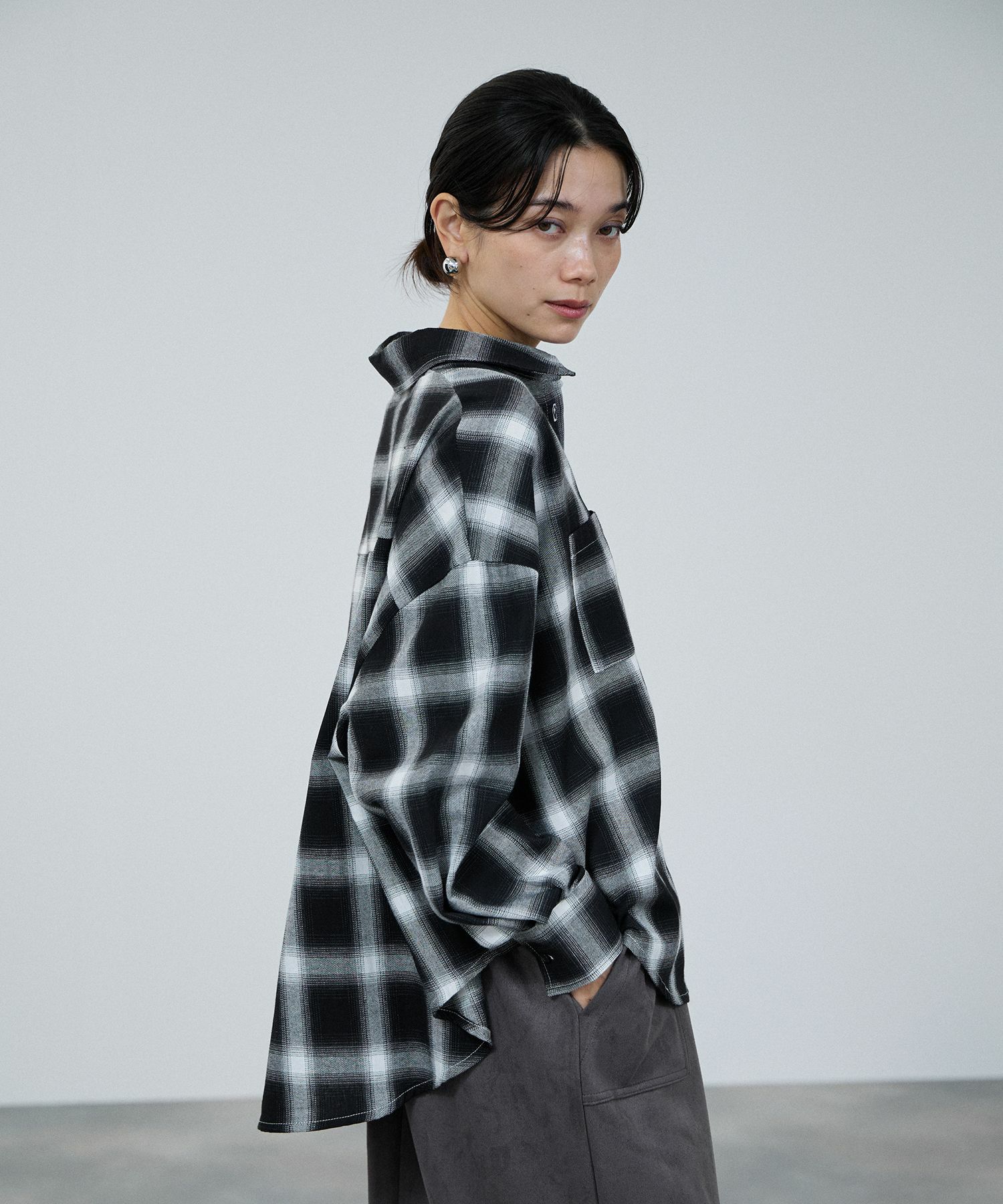 milli de l'air オンブレーチェックシャツ レディース
