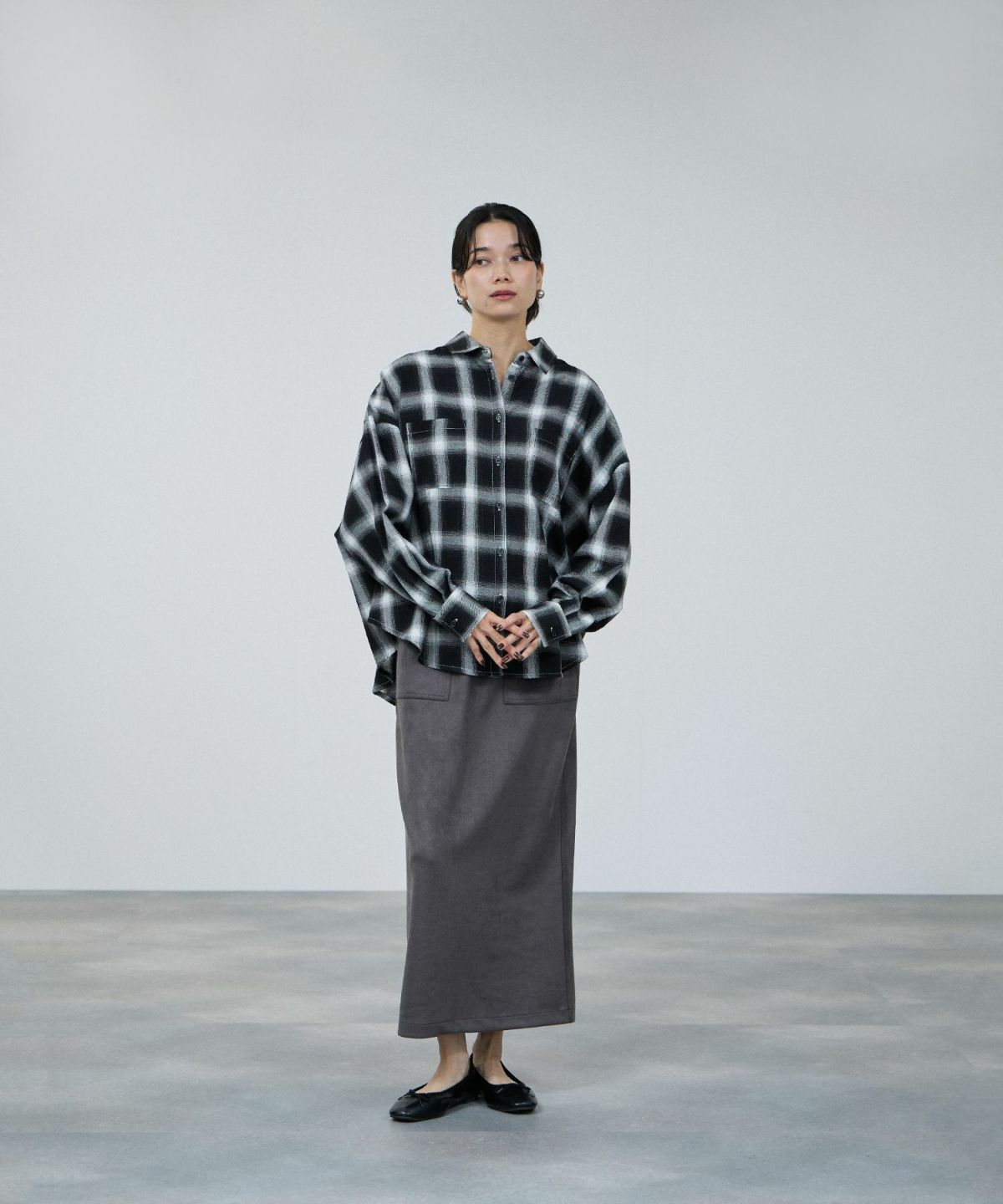 milli de l'air オンブレーチェックシャツ レディース