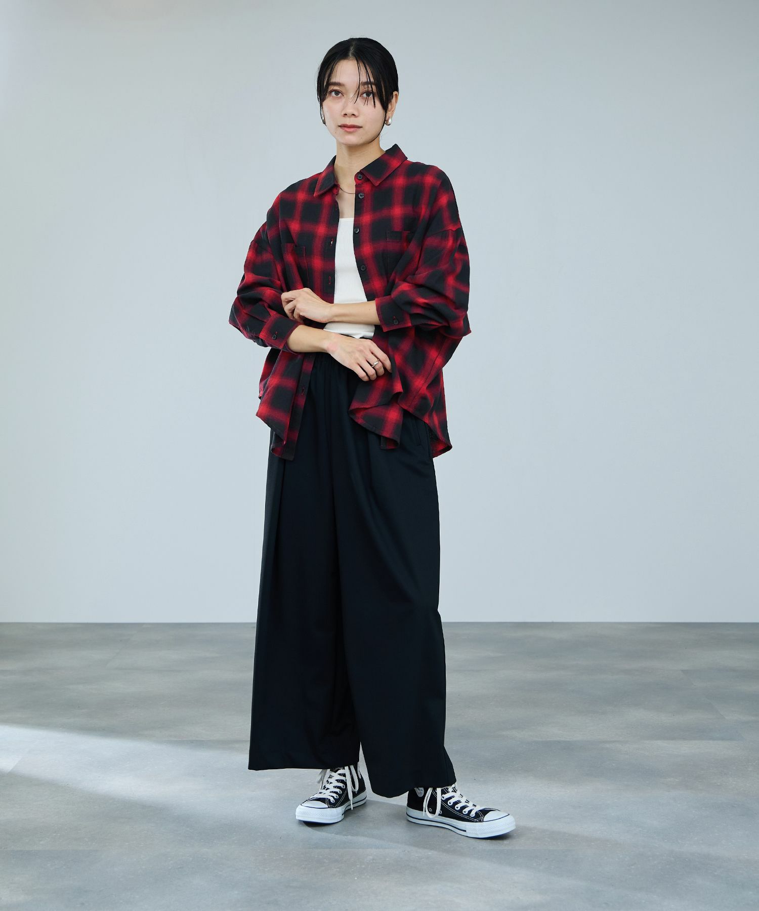 milli de l'air オンブレーチェックシャツ レディース