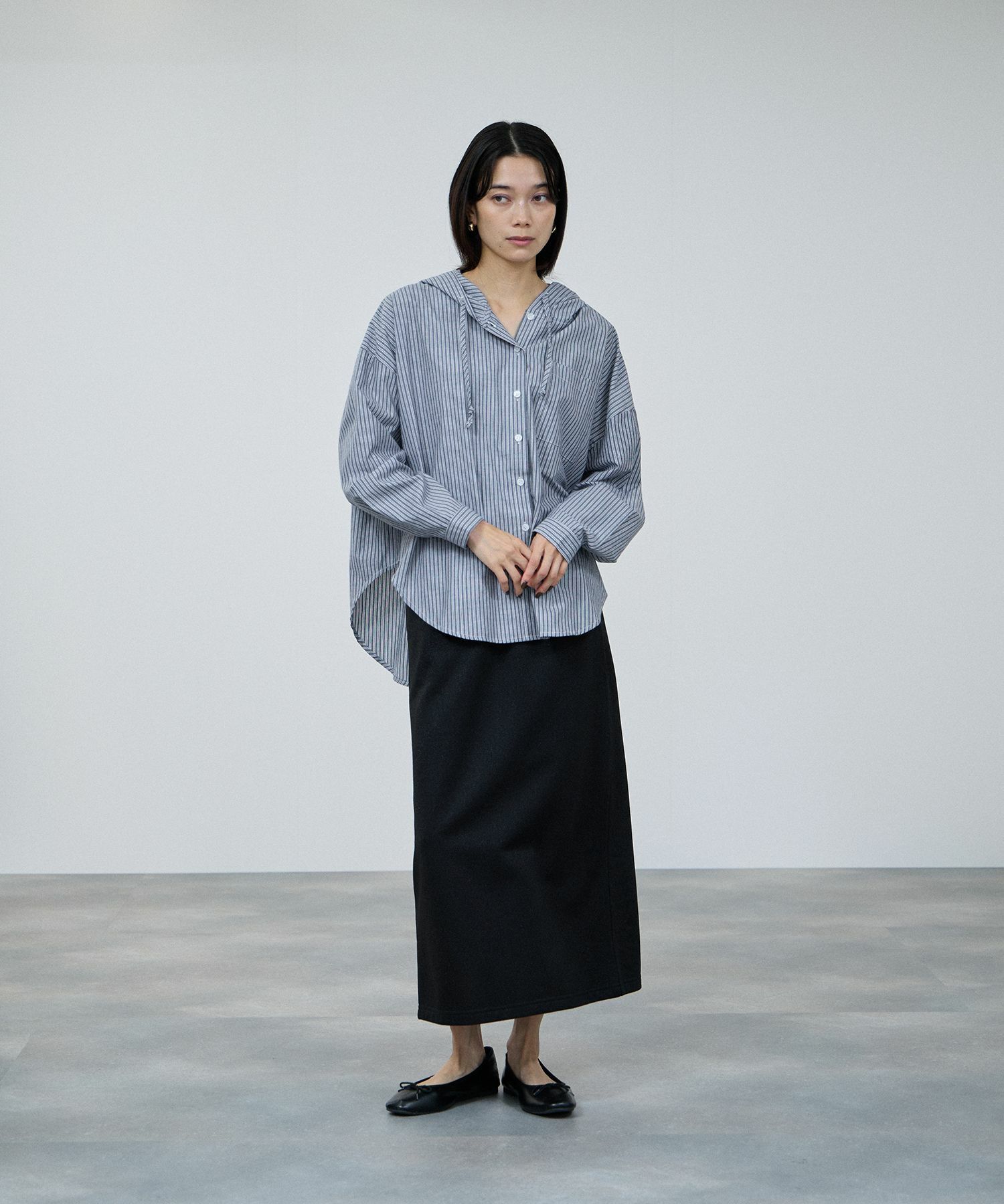 milli de l'air マルチストライプシャツパーカー レディース