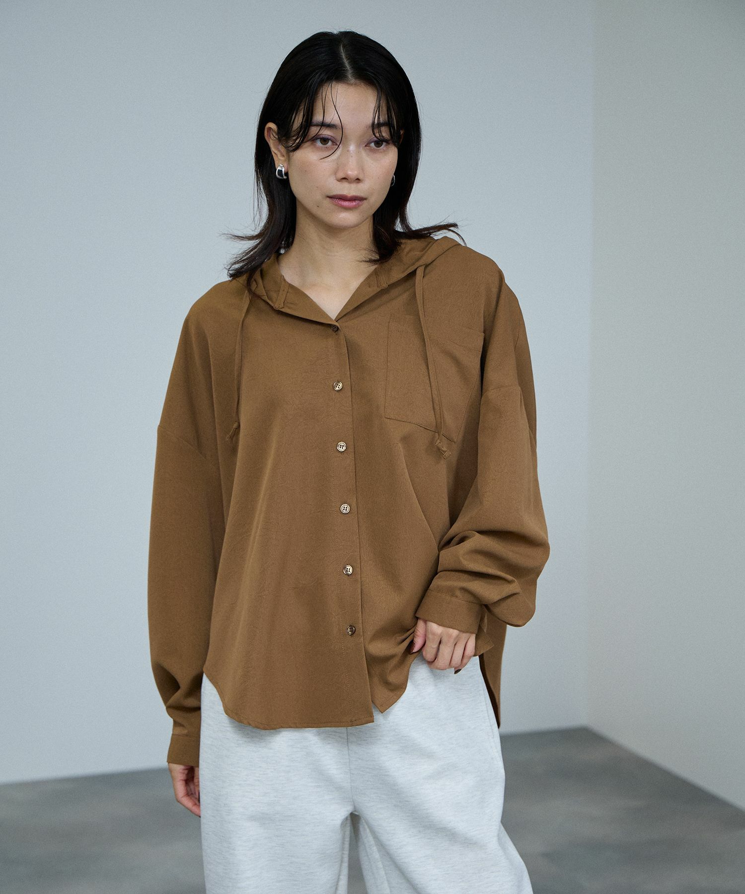 milli de l'air  ライトリンクルフーディシャツ レディース商品画像-3