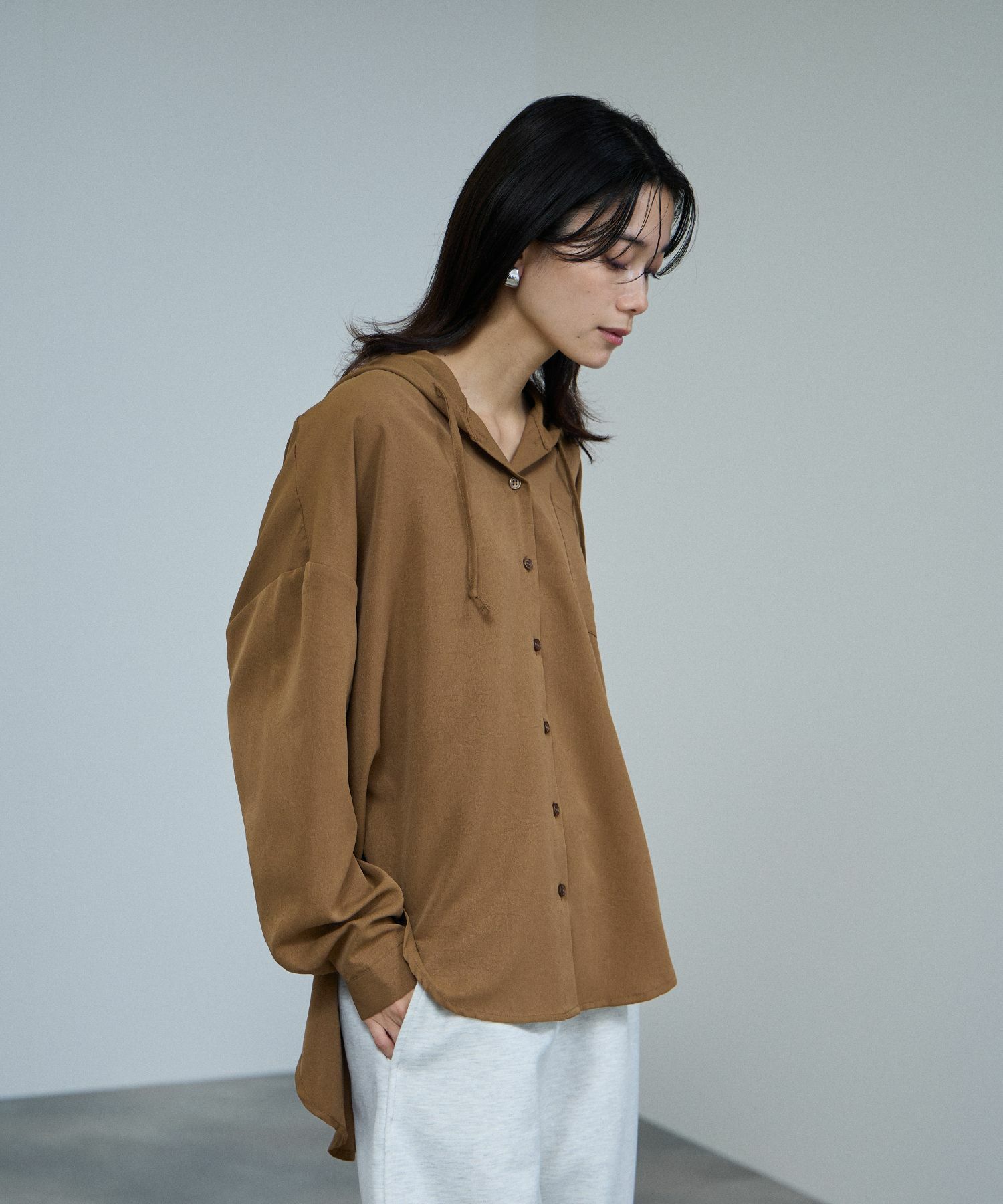 milli de l'air  ライトリンクルフーディシャツ レディース商品画像-5