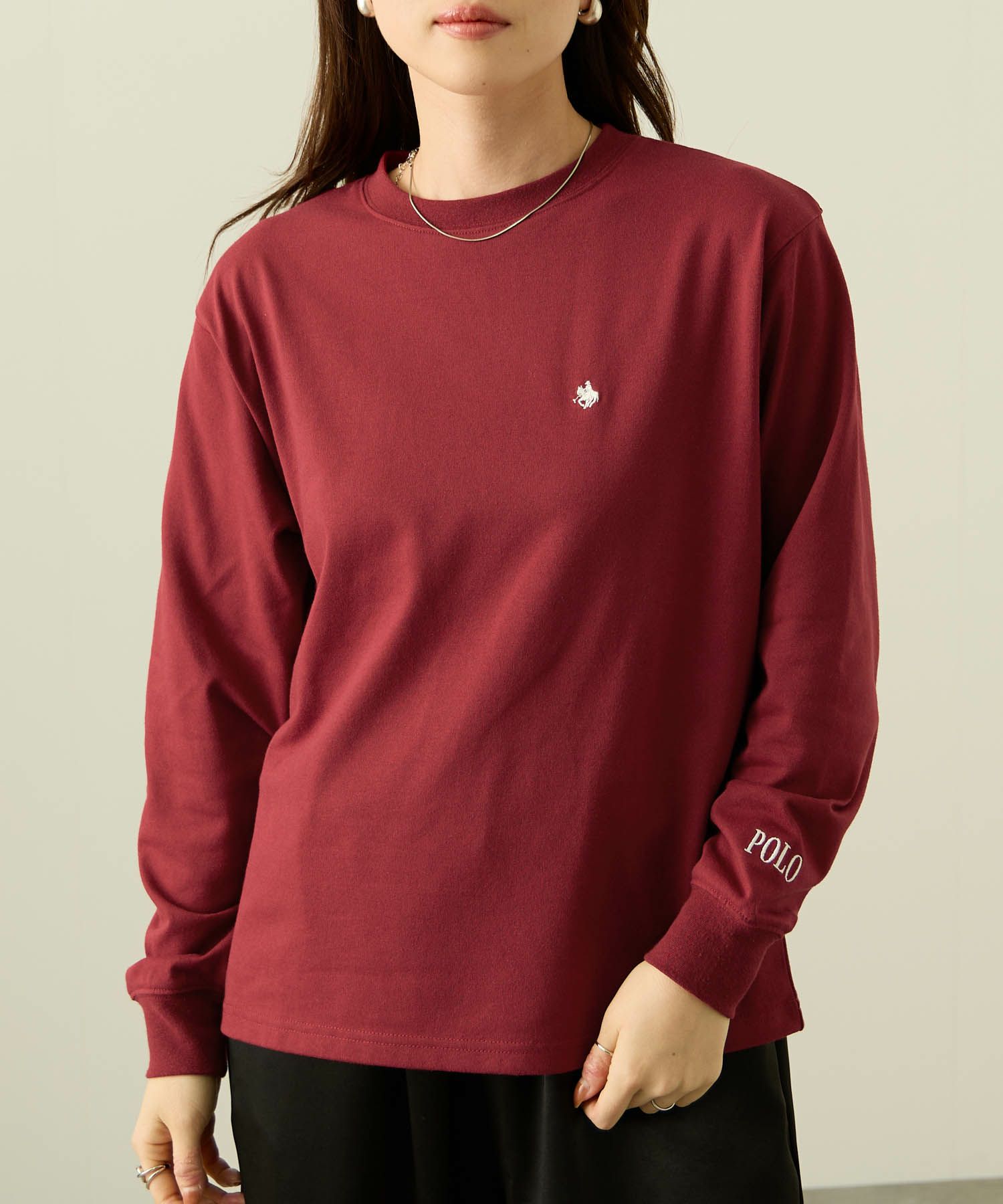 POLO BCS  ワンポイント刺繍長袖Tシャツ レディース メール便 対応商品商品画像-1