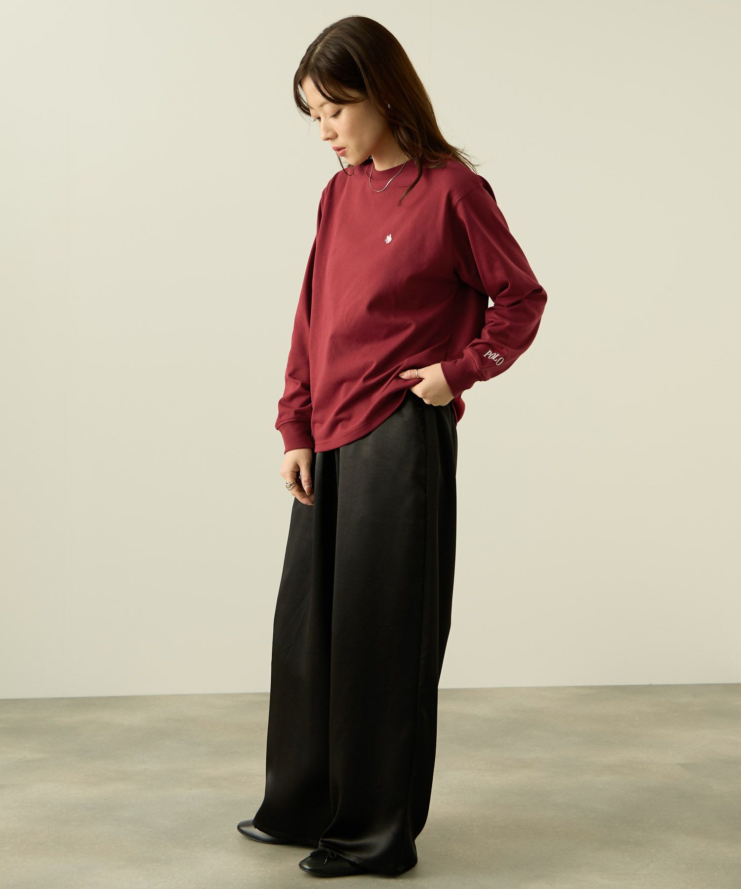 POLO BCS ワンポイント刺繍長袖Tシャツ レディース メール便 対応商品商品画像-7