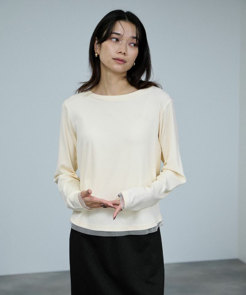 milli de l'air チュールトリムテレコ長袖Tシャツ レディース メール便 対応商品商品画像-1