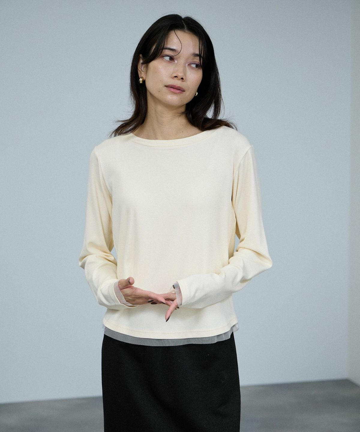 milli de l'air チュールトリムテレコ長袖Tシャツ レディース メール便 対応商品