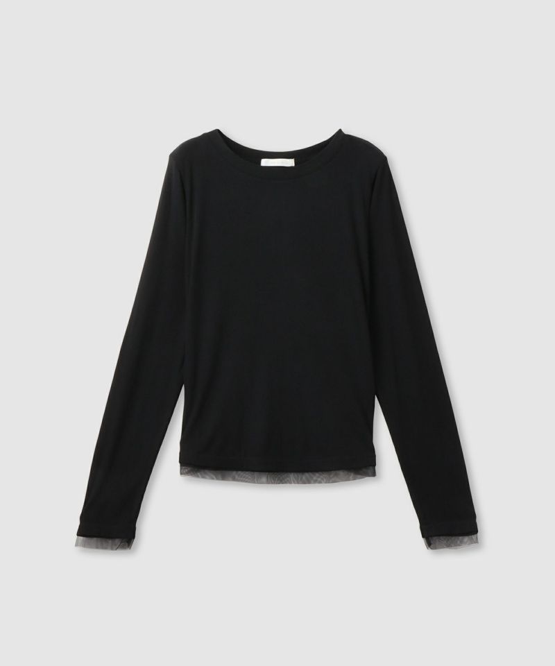 milli de l'air チュールトリムテレコ長袖Tシャツ レディース メール便 対応商品商品画像-2