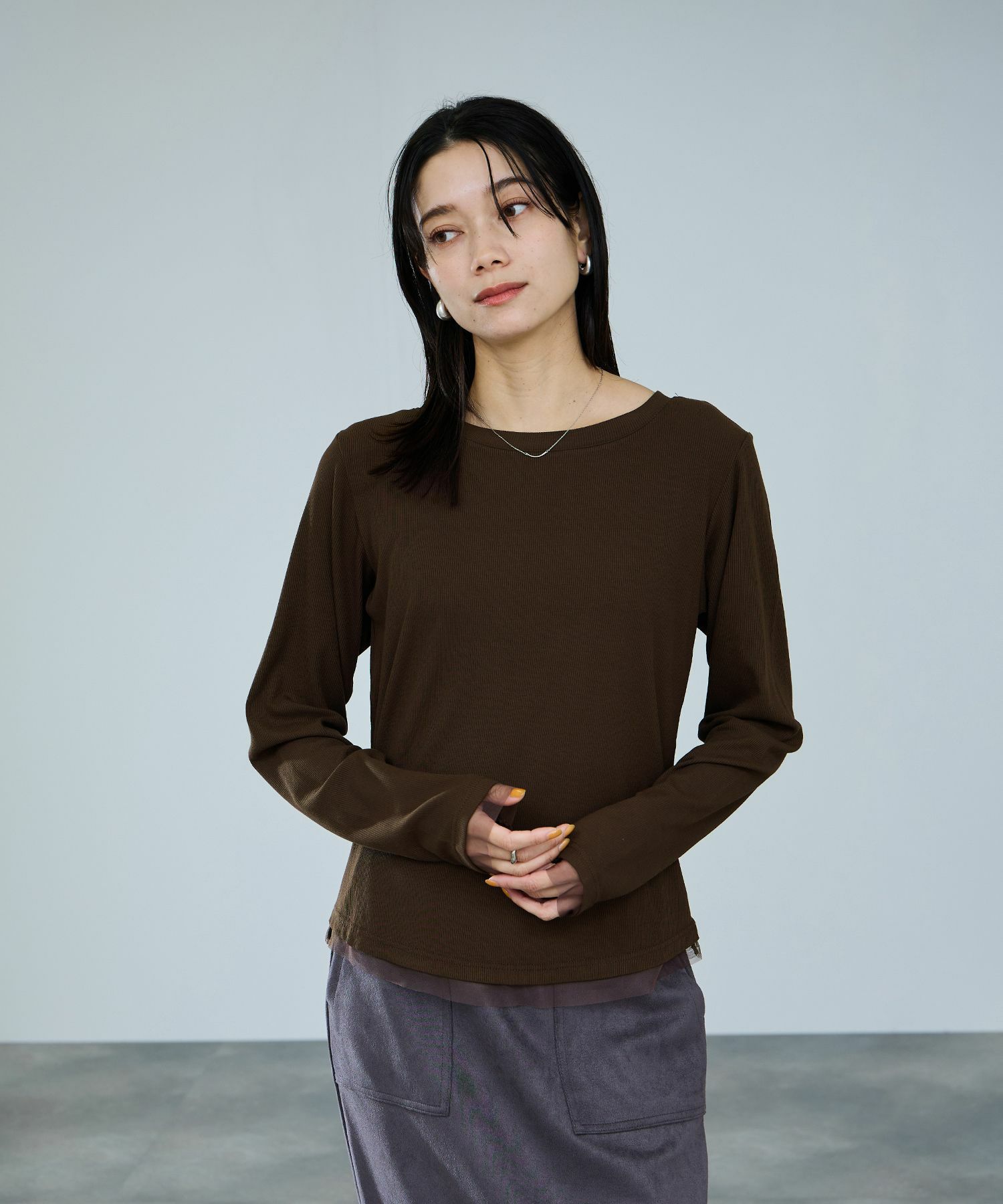 milli de l'air  チュールトリムテレコ長袖Tシャツ レディース メール便 対応商品商品画像-4