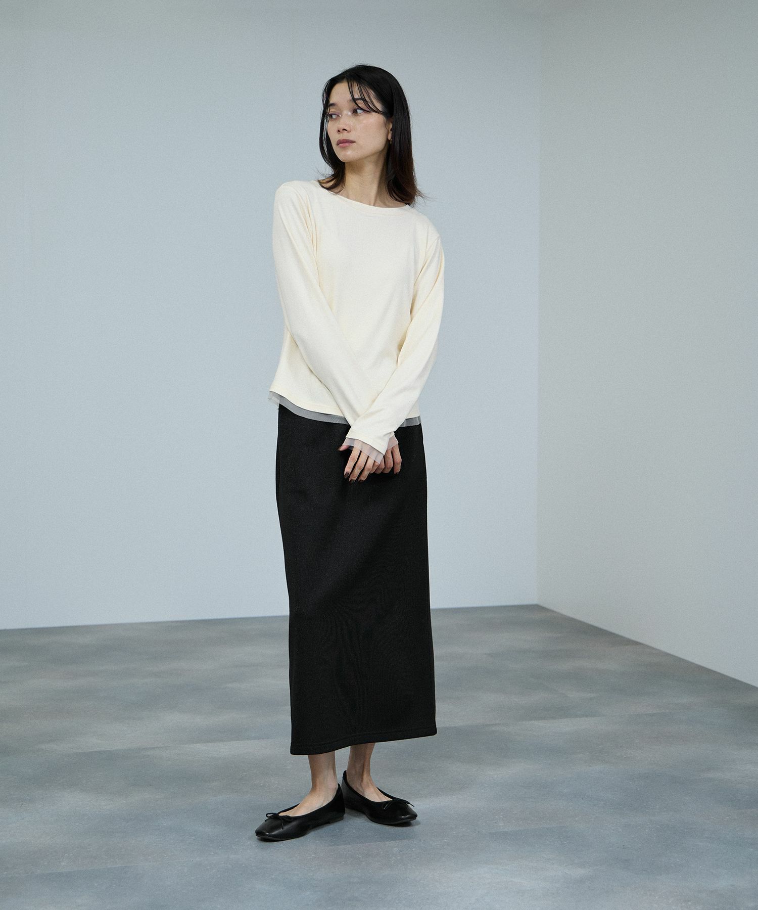 milli de l'air  チュールトリムテレコ長袖Tシャツ レディース メール便 対応商品商品画像-7