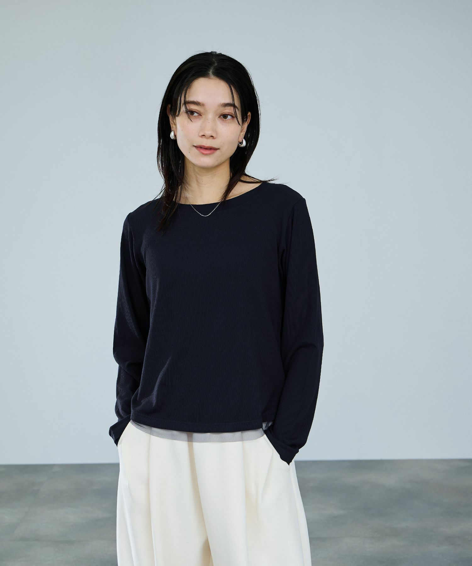 [値下げ]milli de l'air  チュールトリムテレコ長袖Tシャツ レディース メール便 対応商品商品画像-14