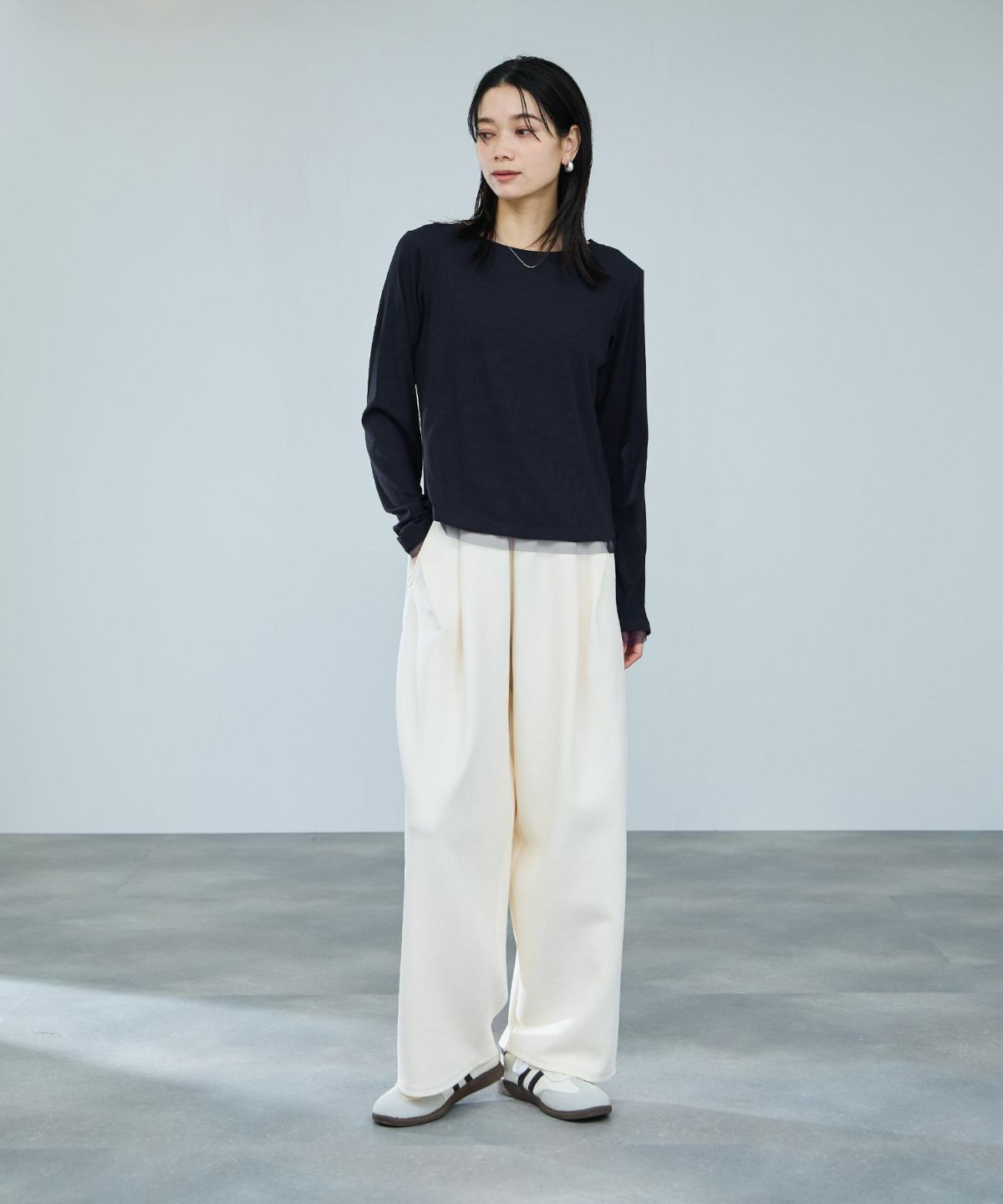 milli de l'air チュールトリムテレコ長袖Tシャツ レディース メール便 対応商品