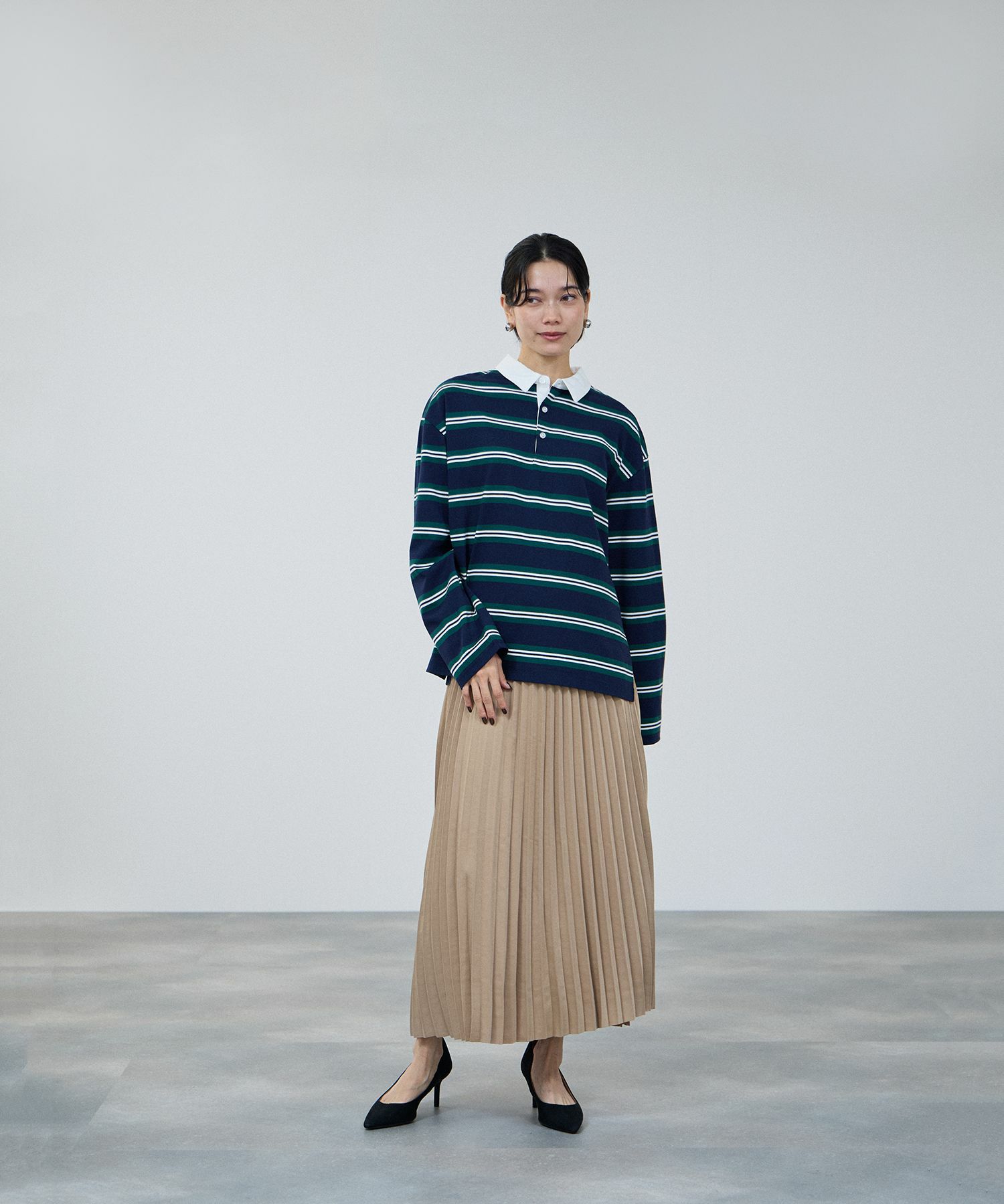 milli de l'air イレギュラーボーダーラガーシャツ レディース商品画像-5