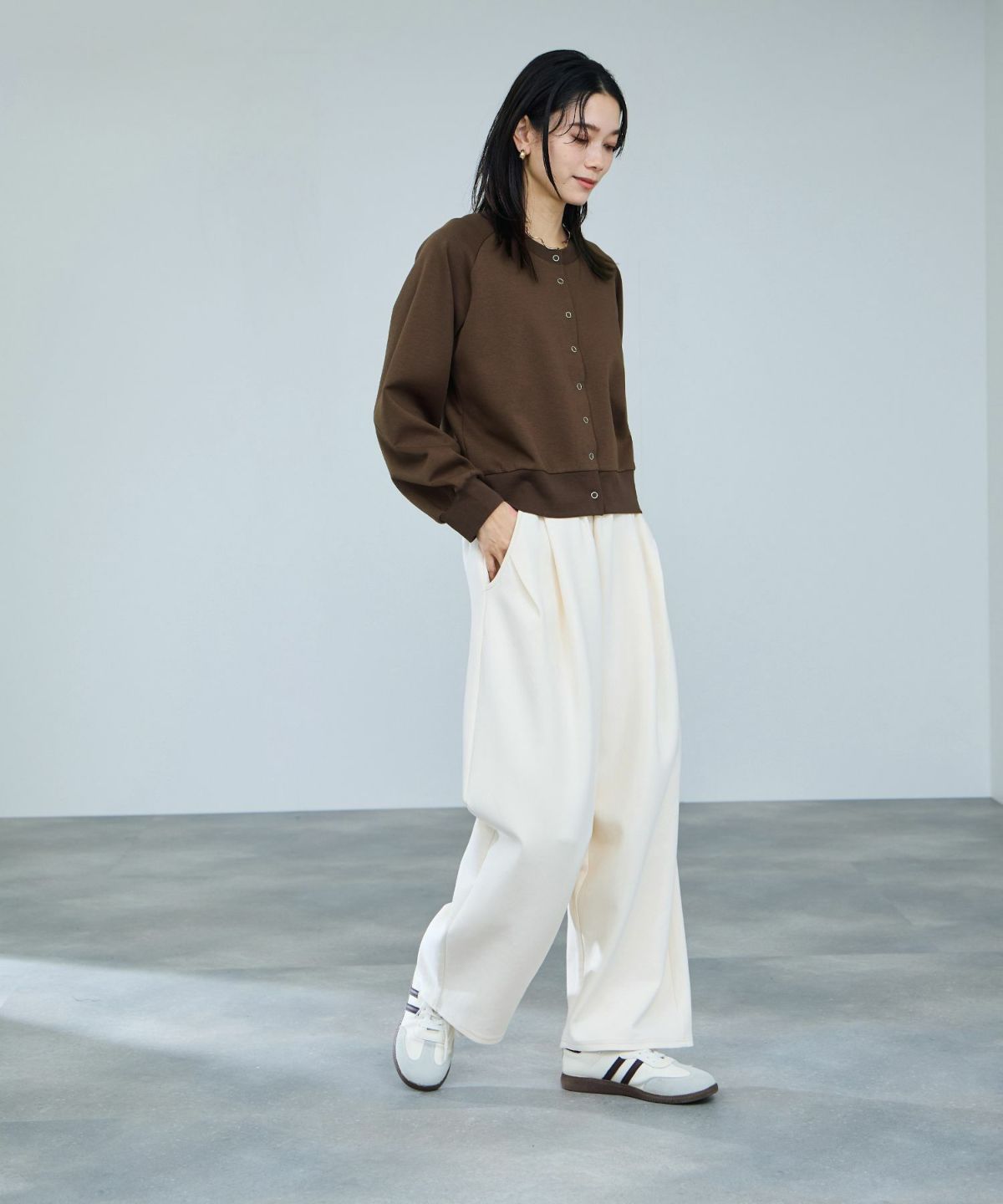 milli de l'air エアリエポンチ素材カーディガン レディース