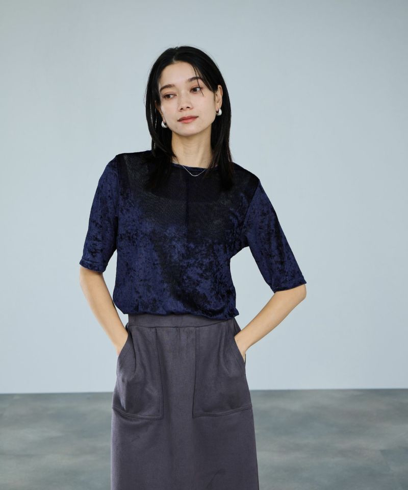 milli de l'air シアーベロアハーフスリーブTシャツ レディース メール便 対応商品商品画像-1