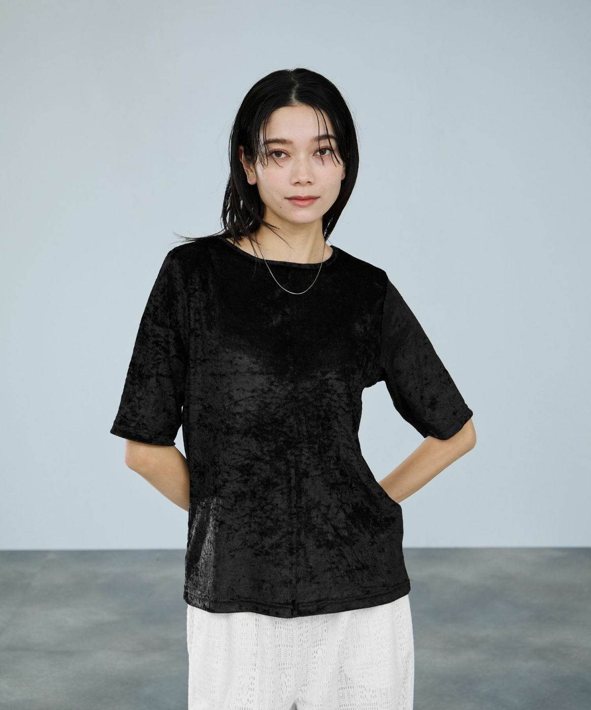 milli de l'air シアーベロアハーフスリーブTシャツ レディース メール便 対応商品