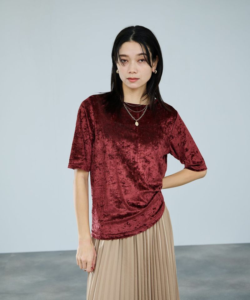 milli de l'air シアーベロアハーフスリーブTシャツ レディース メール便 対応商品商品画像-4