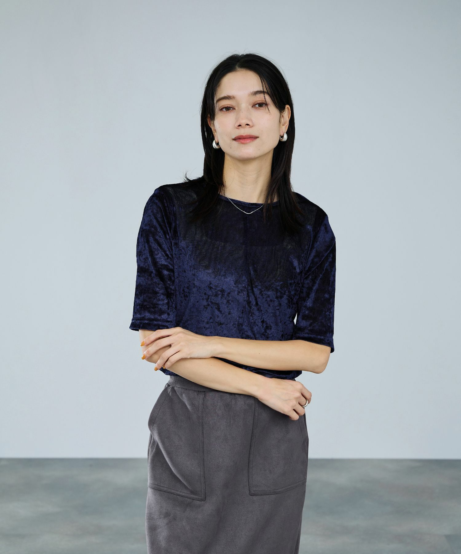 milli de l'air シアーベロアハーフスリーブTシャツ レディース メール便 対応商品商品サムネイル-5