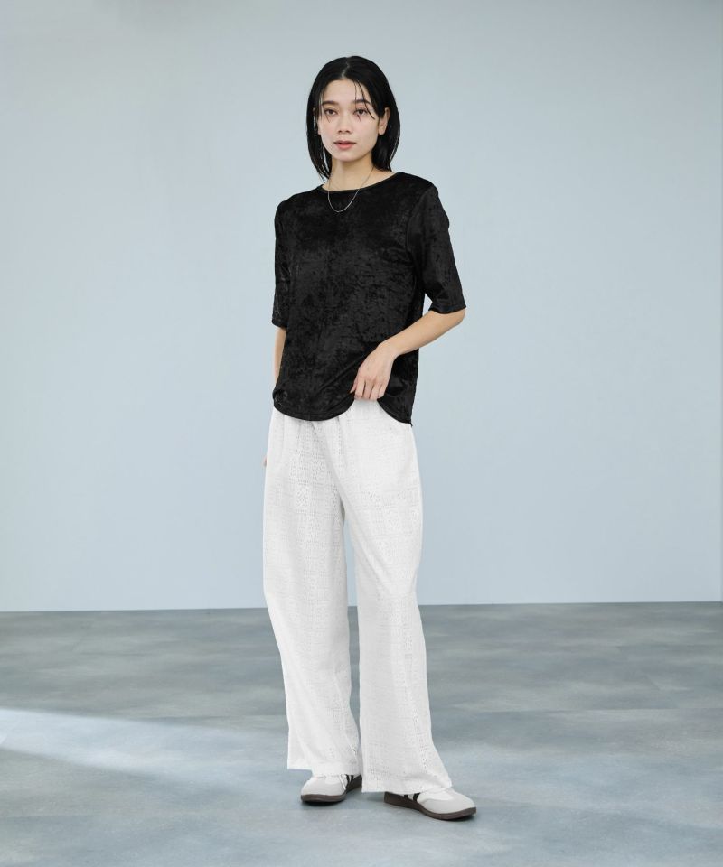 milli de l'air シアーベロアハーフスリーブTシャツ レディース メール便 対応商品商品画像-9