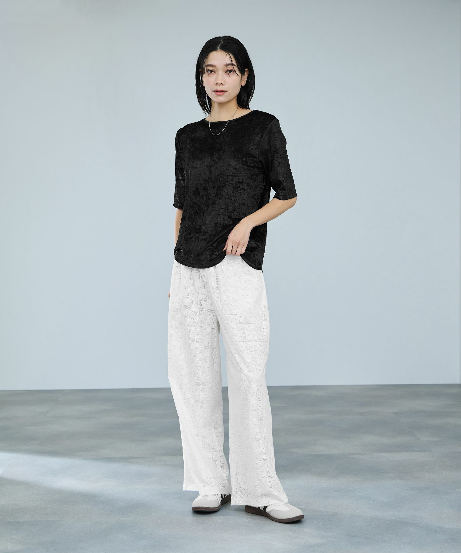 milli de l'air シアーベロアハーフスリーブTシャツ レディース メール便 対応商品