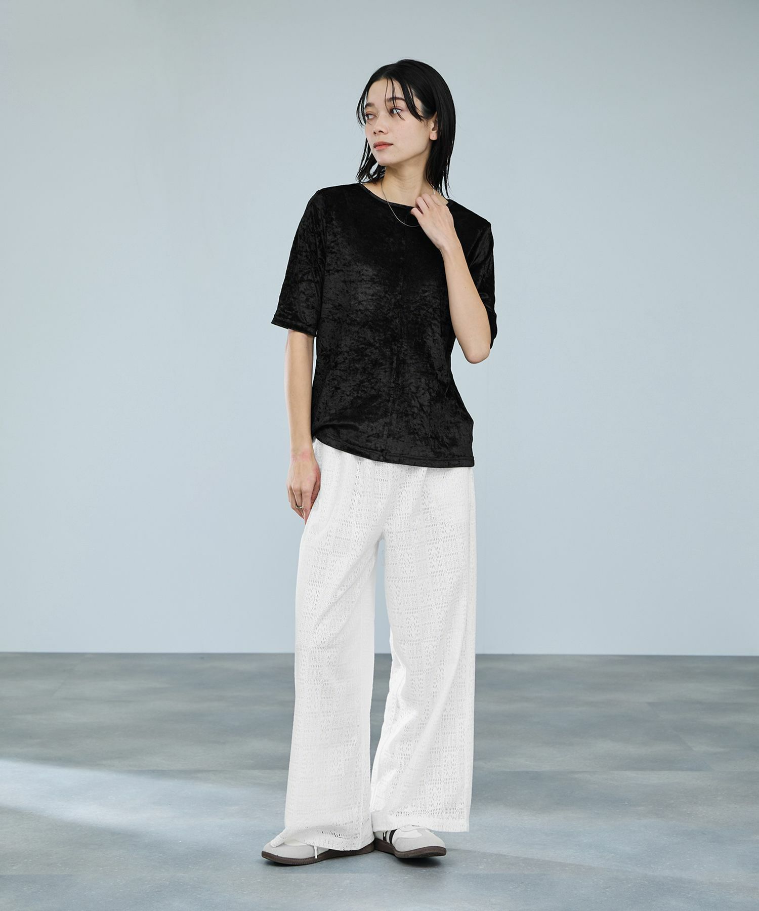 milli de l'air シアーベロアハーフスリーブTシャツ レディース メール便 対応商品