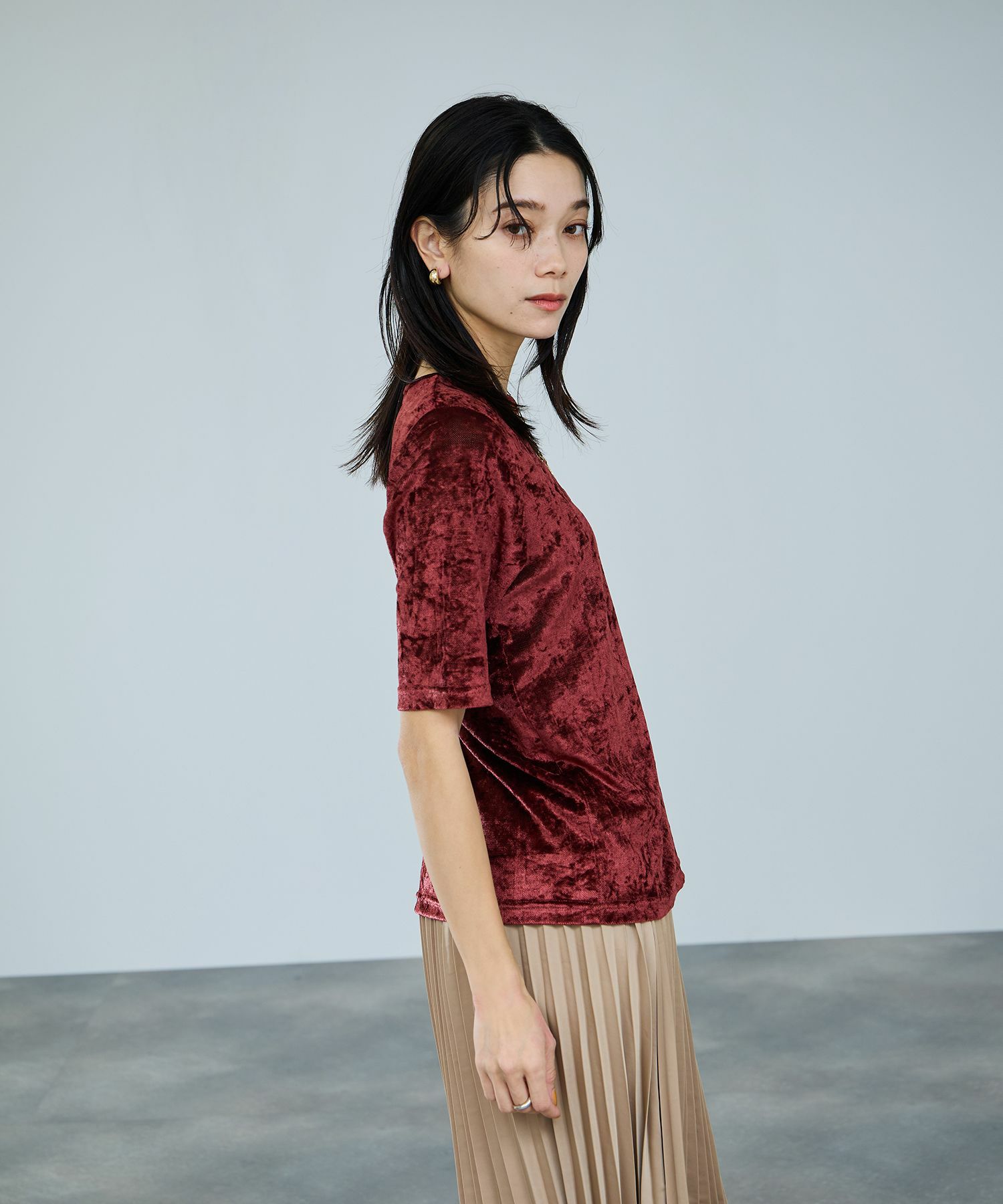 milli de l'air シアーベロアハーフスリーブTシャツ レディース メール便 対応商品商品画像-12