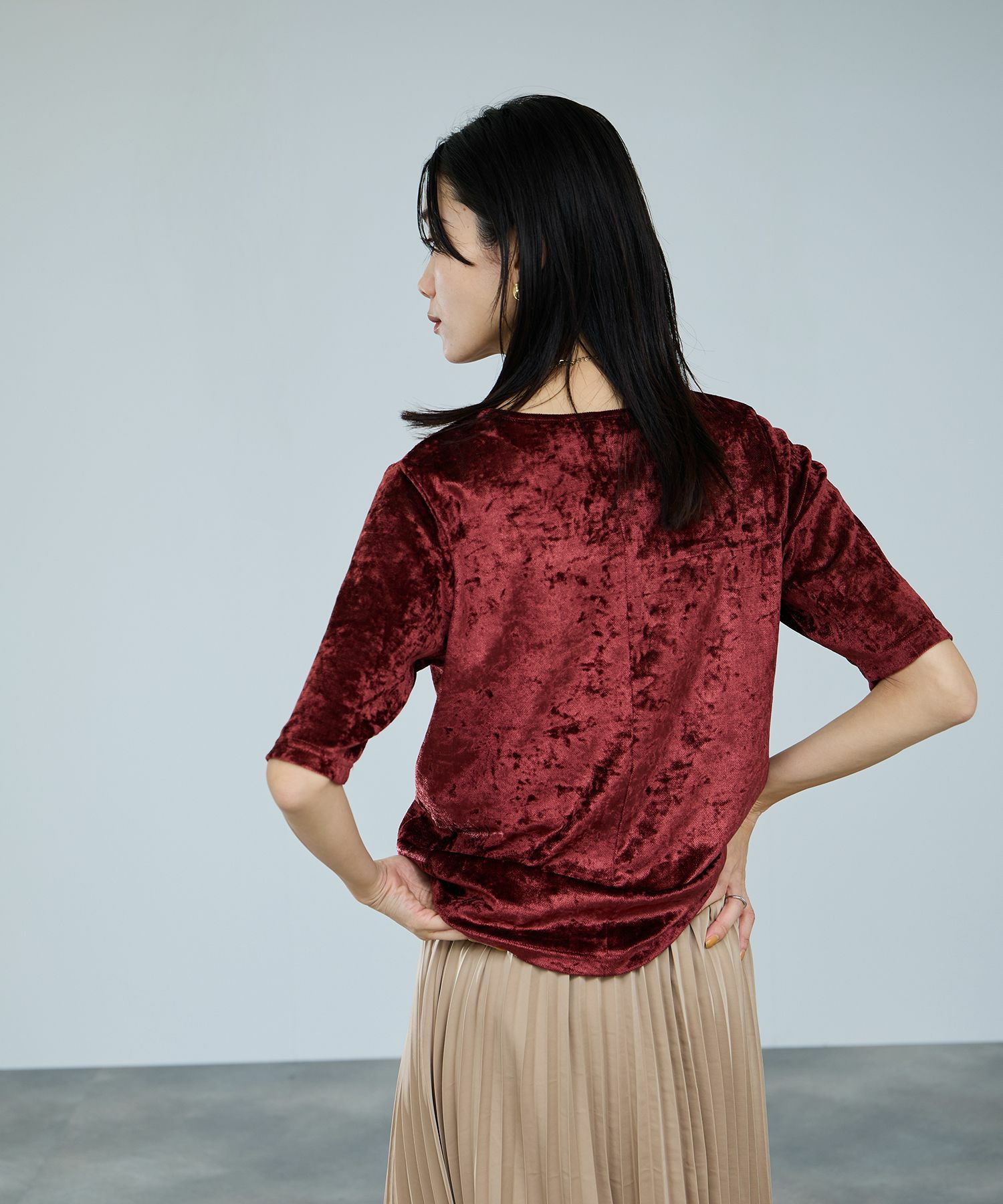 milli de l'air シアーベロアハーフスリーブTシャツ レディース メール便 対応商品商品画像-13