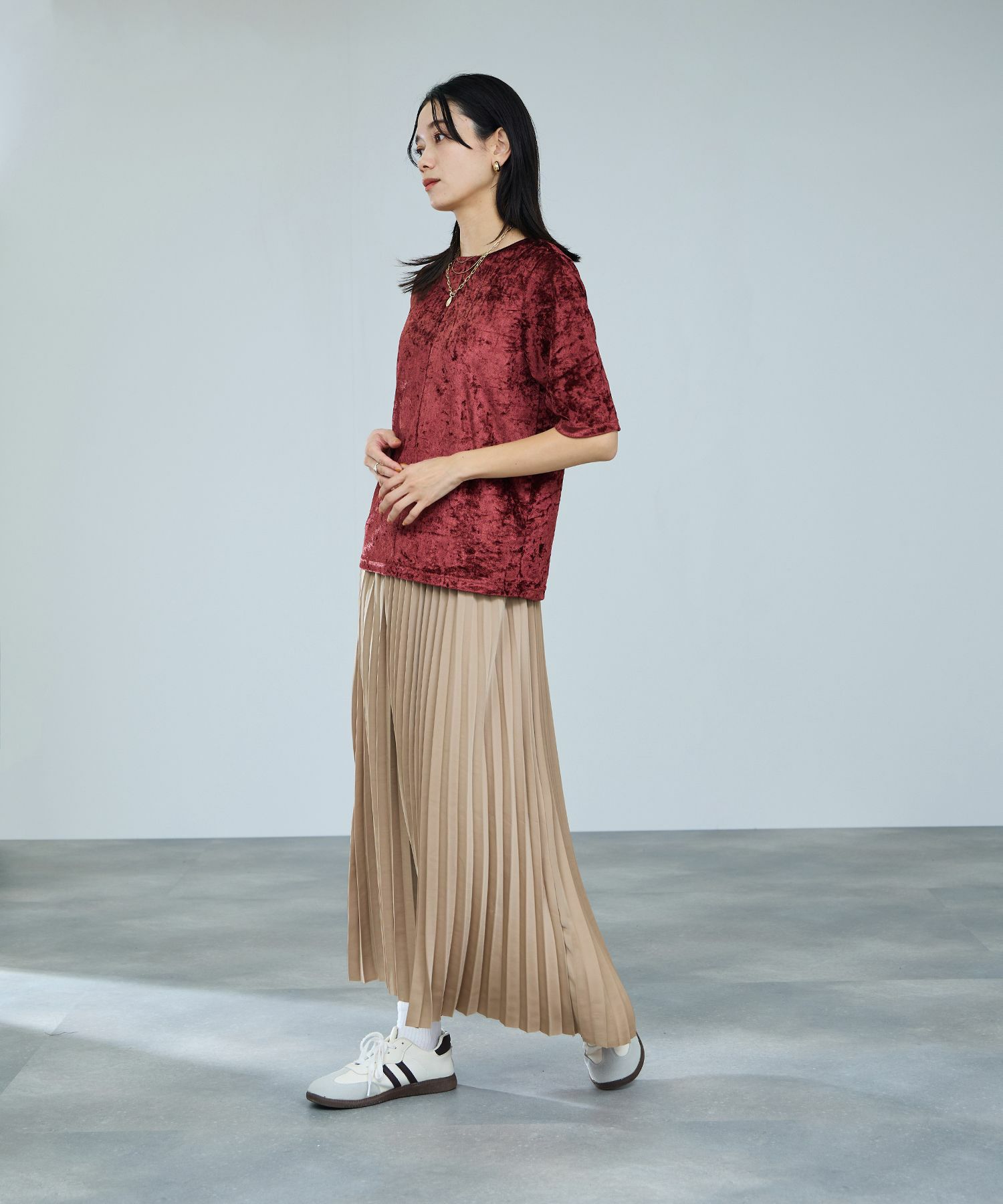 milli de l'air シアーベロアハーフスリーブTシャツ レディース メール便 対応商品商品画像-15
