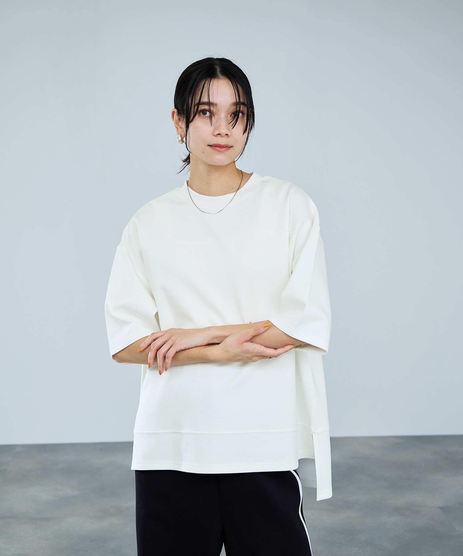 milli de l'air エアリエポンチ素材Tシャツ レディース メール便 対応商品