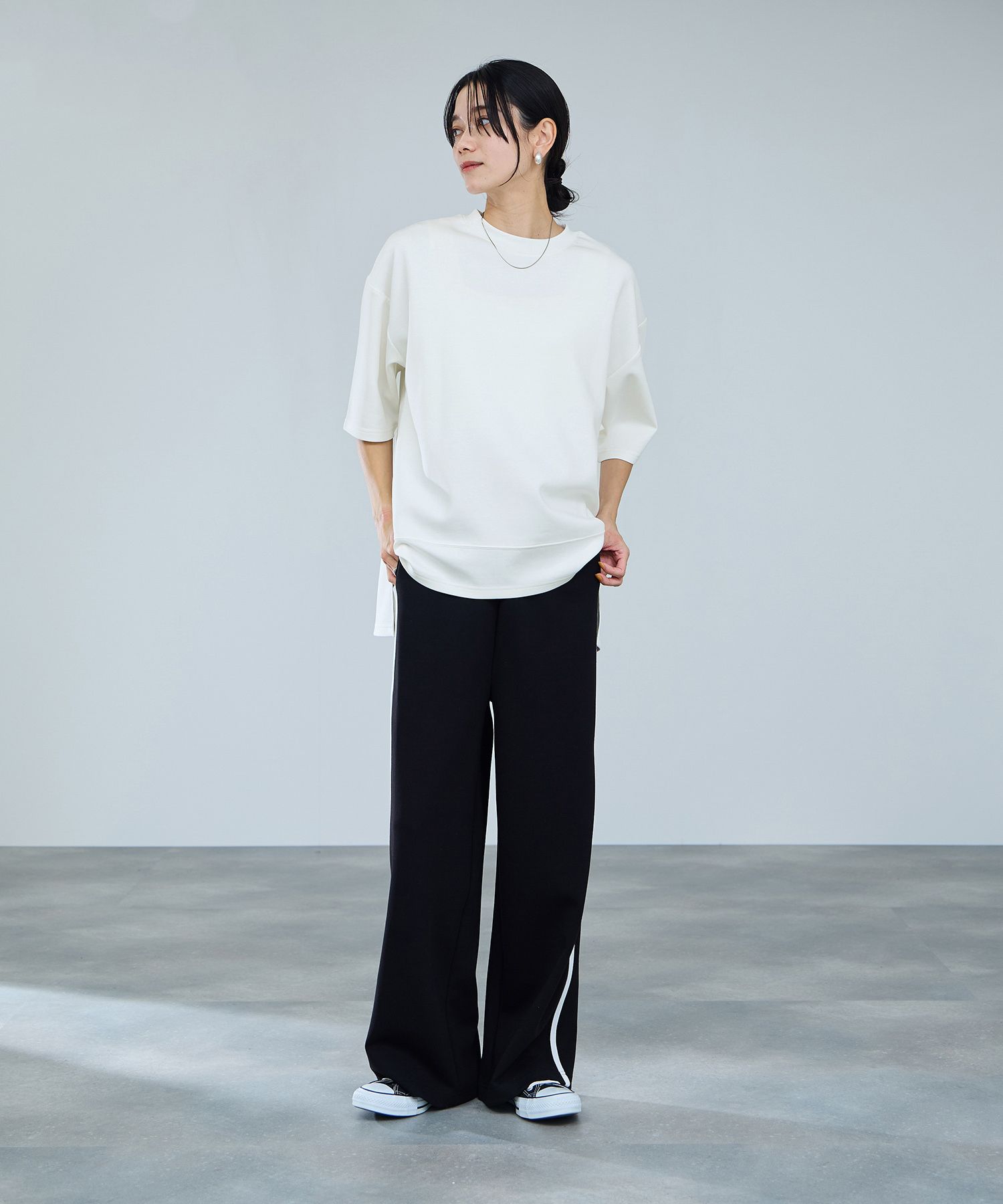 milli de l'air  エアリエポンチ素材Tシャツ レディース メール便 対応商品商品画像-7