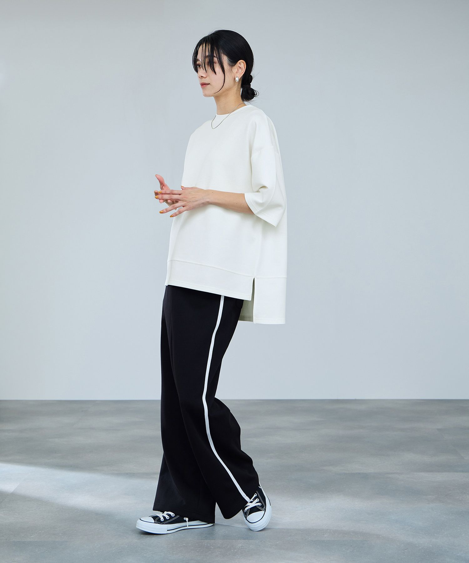 milli de l'air  エアリエポンチ素材Tシャツ レディース メール便 対応商品商品画像-8