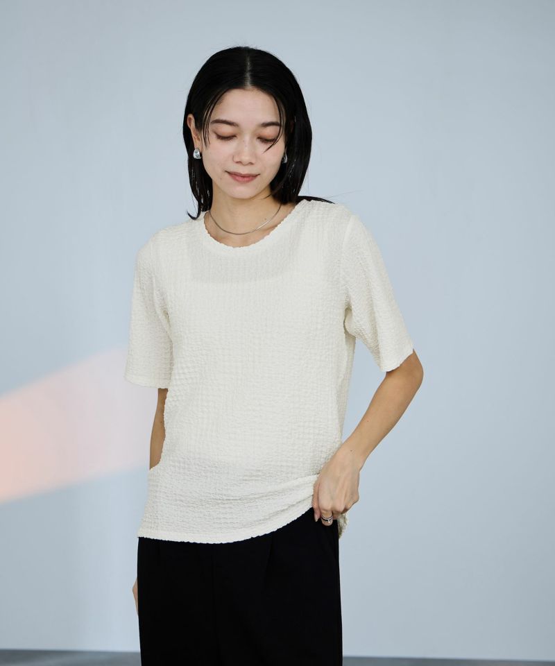 milli de l'air  シュリンクジャージー5分袖カットソー レディース メール便 対応商品商品画像-2