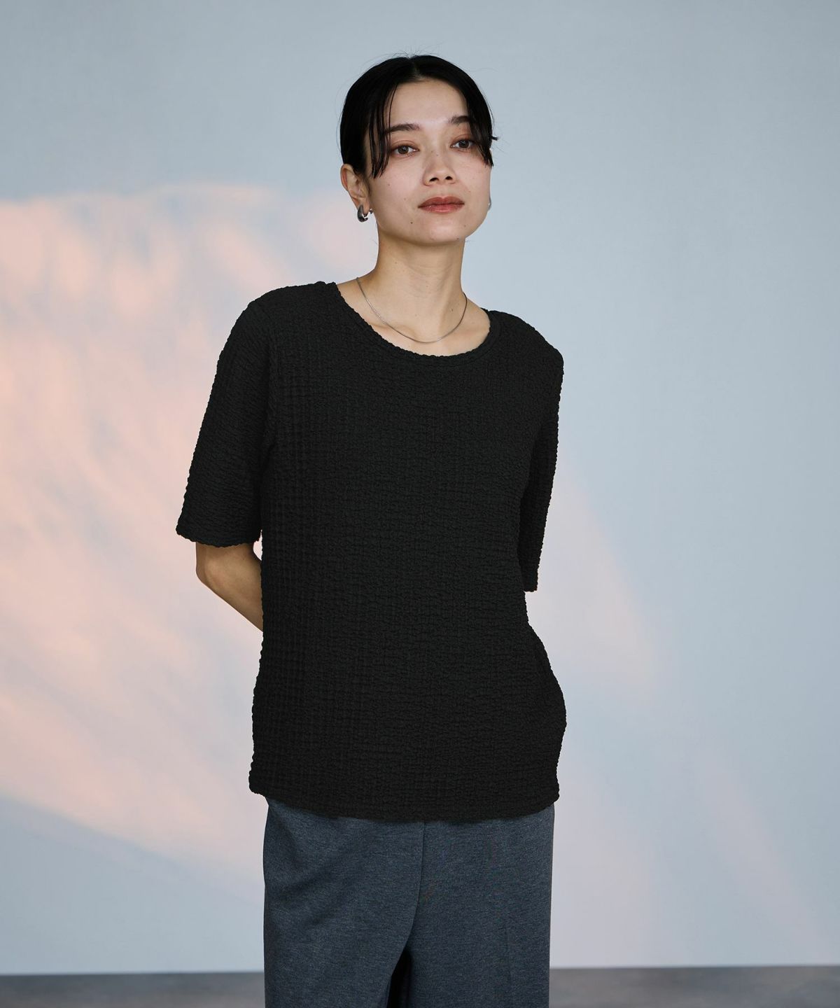 milli de l'air シュリンクジャージー5分袖カットソー レディース メール便 対応商品