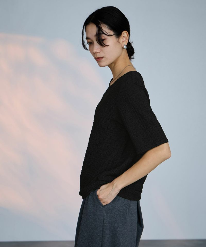 milli de l'air  シュリンクジャージー5分袖カットソー レディース メール便 対応商品商品画像-4