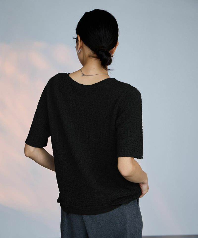 milli de l'air  シュリンクジャージー5分袖カットソー レディース メール便 対応商品商品画像-5