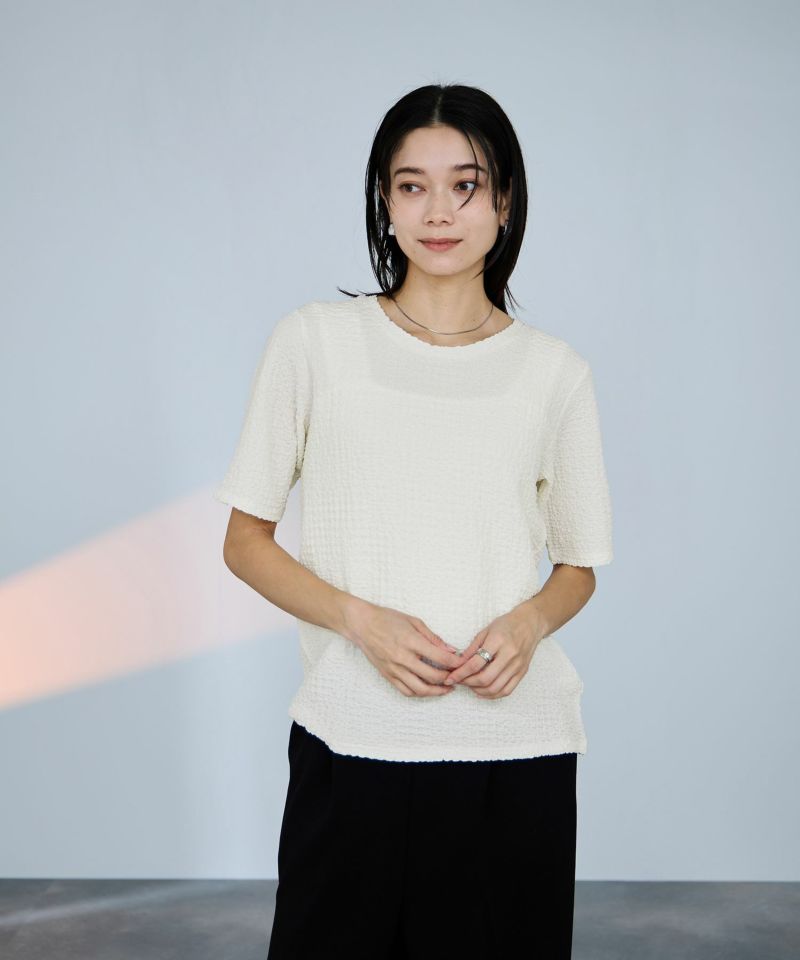 milli de l'air  シュリンクジャージー5分袖カットソー レディース メール便 対応商品商品画像-8