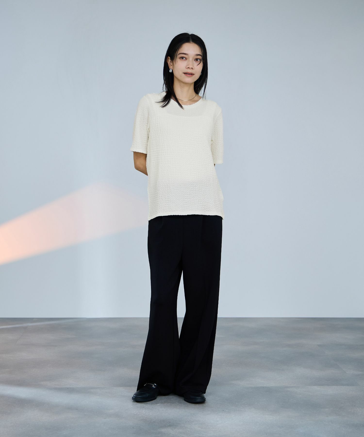 milli de l'air  シュリンクジャージー5分袖カットソー レディース メール便 対応商品商品画像-9