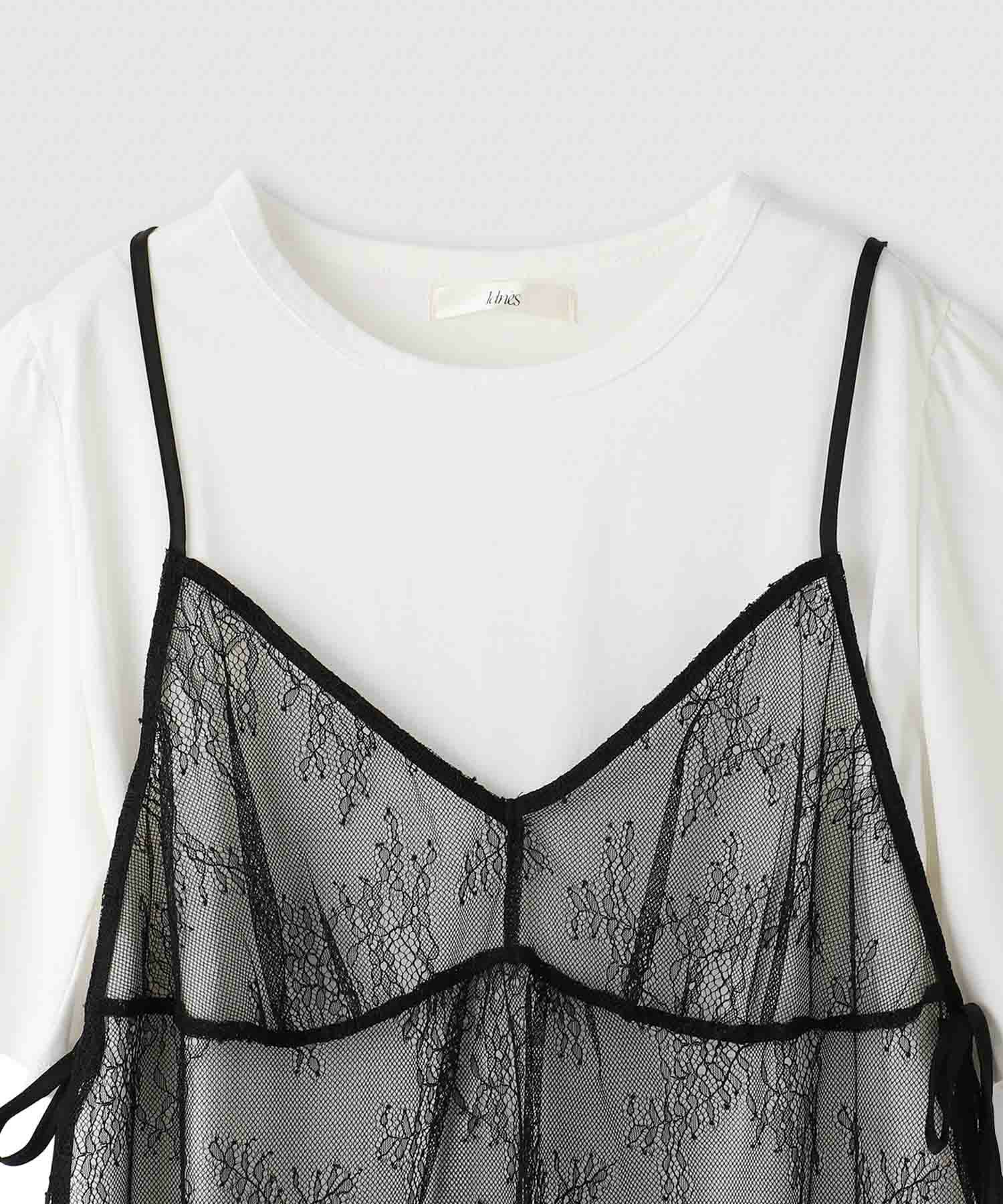  Idnes Tシャツ×レースキャミソールセット レディース