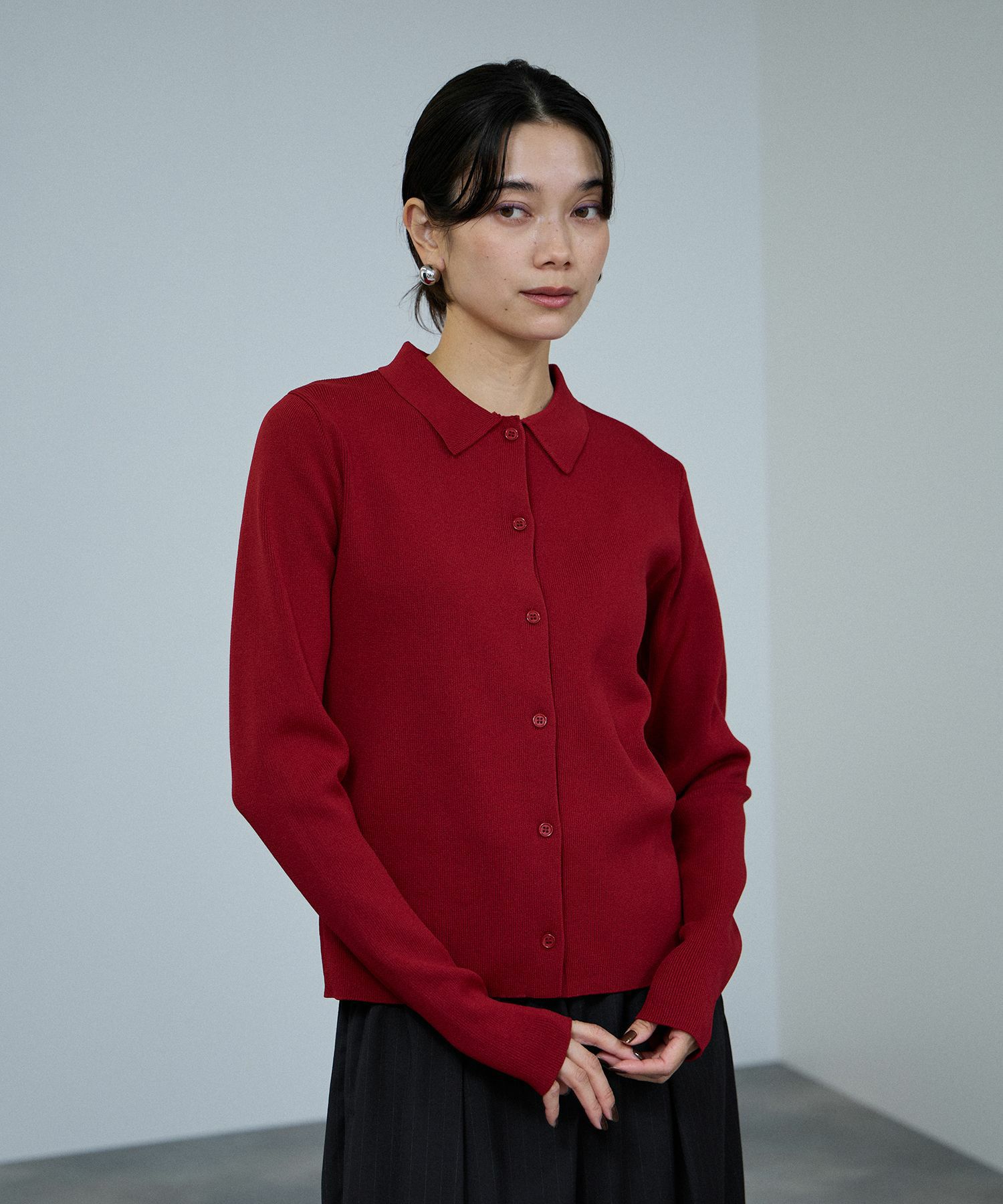 [さらに50%OFF]milli de l'air  ソフトレッチポロカーディガン レディース商品画像-1