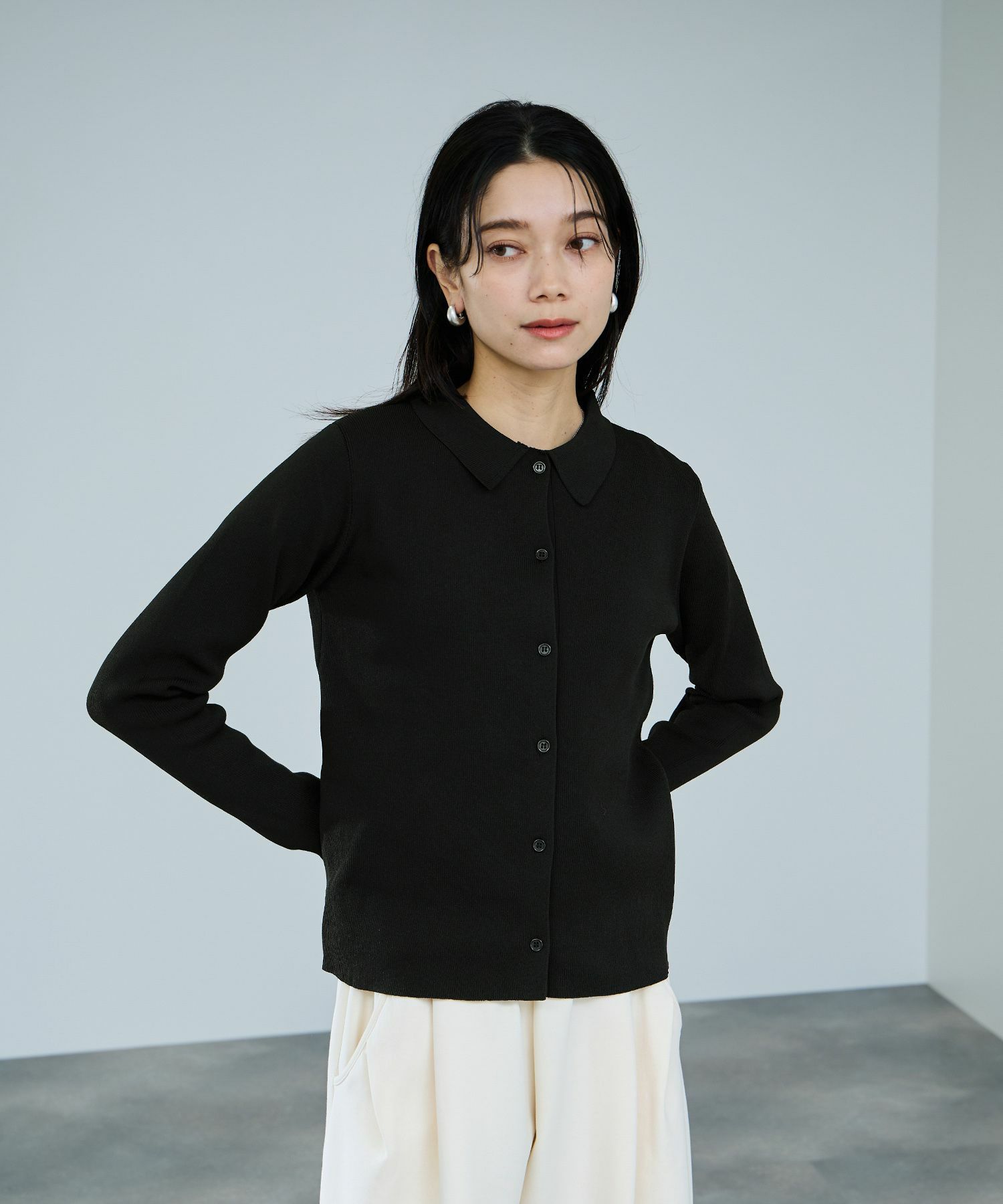 [さらに50%OFF]milli de l'air  ソフトレッチポロカーディガン レディース商品画像-2