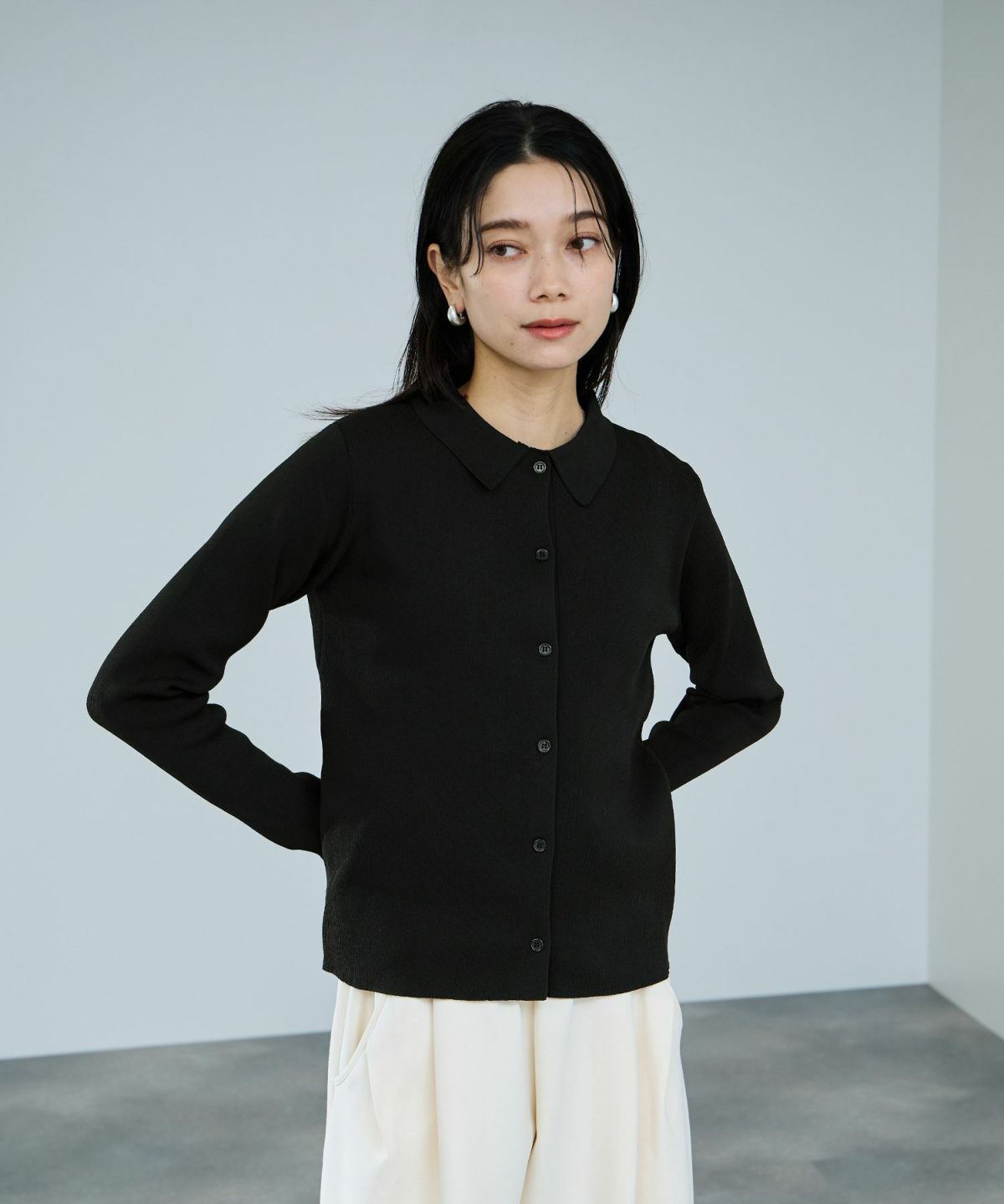 milli de l'air ソフトレッチポロカーディガン レディース